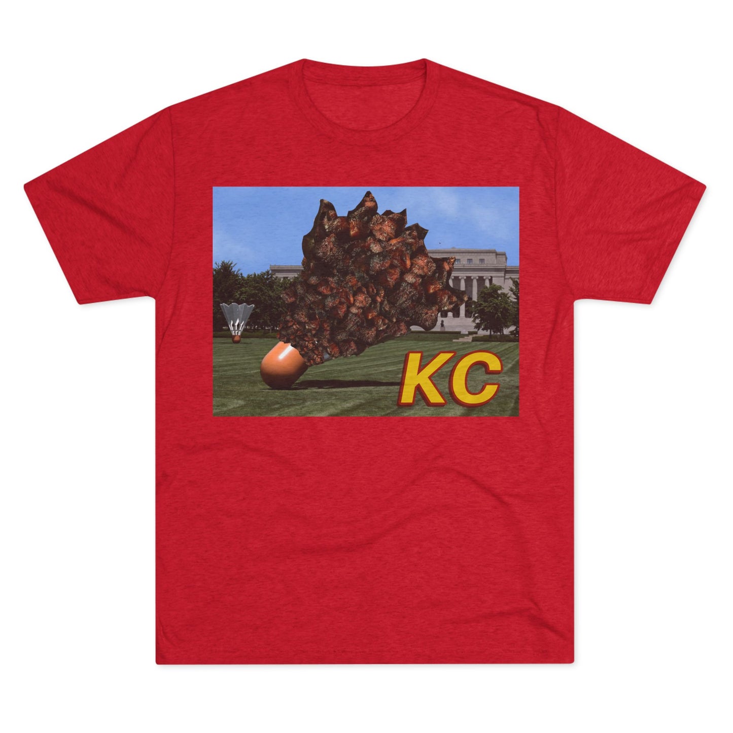 Kansas City - Big Burnt Ends Shuttlecock at the Nelson-Atkins - KCTz series - Unisex Tri-Blend Crew Tee