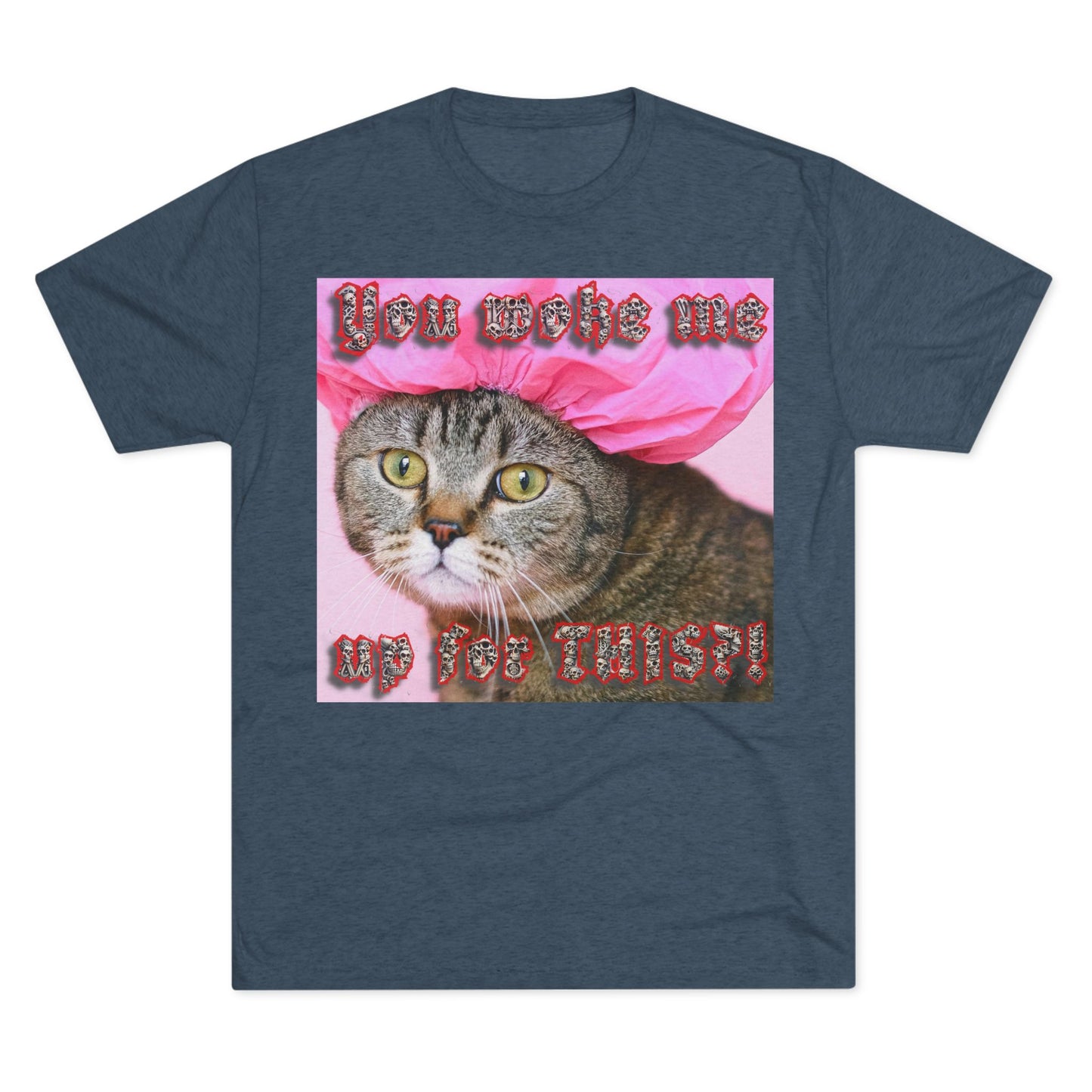 You Woke Me up for THIS? - cat shirt - Unisex Tri-Blend Crew Tee