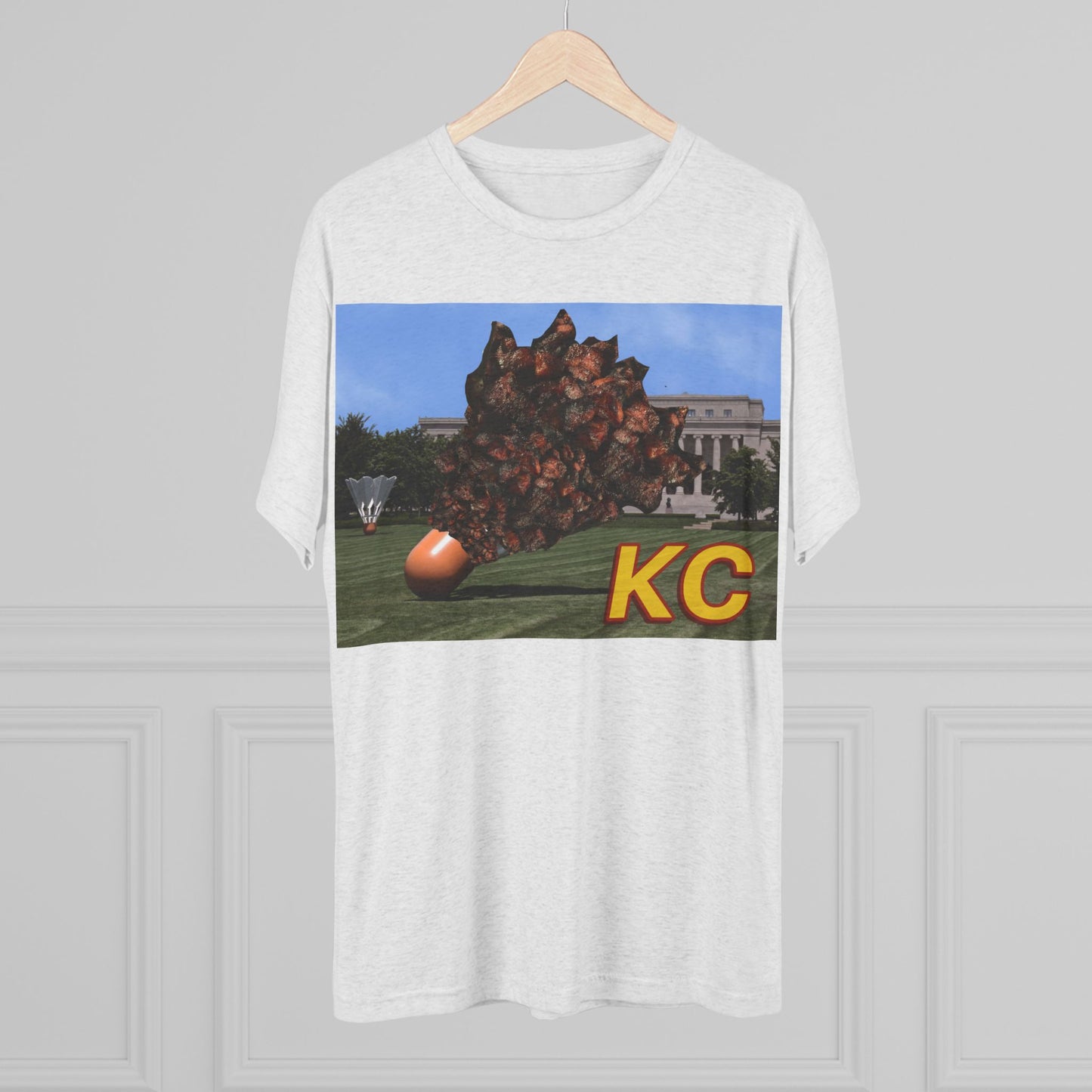 Kansas City - Big Burnt Ends Shuttlecock at the Nelson-Atkins - KCTz series - Unisex Tri-Blend Crew Tee