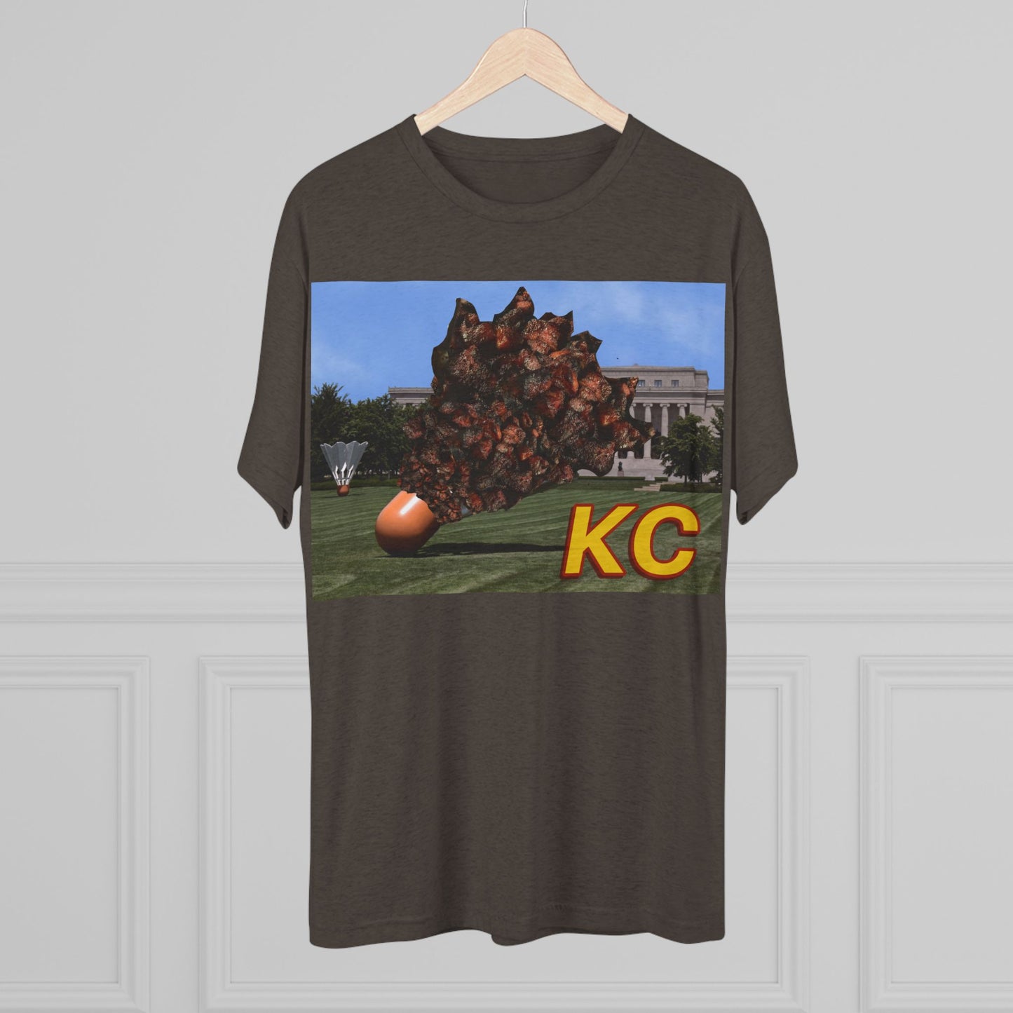 Kansas City - Big Burnt Ends Shuttlecock at the Nelson-Atkins - KCTz series - Unisex Tri-Blend Crew Tee