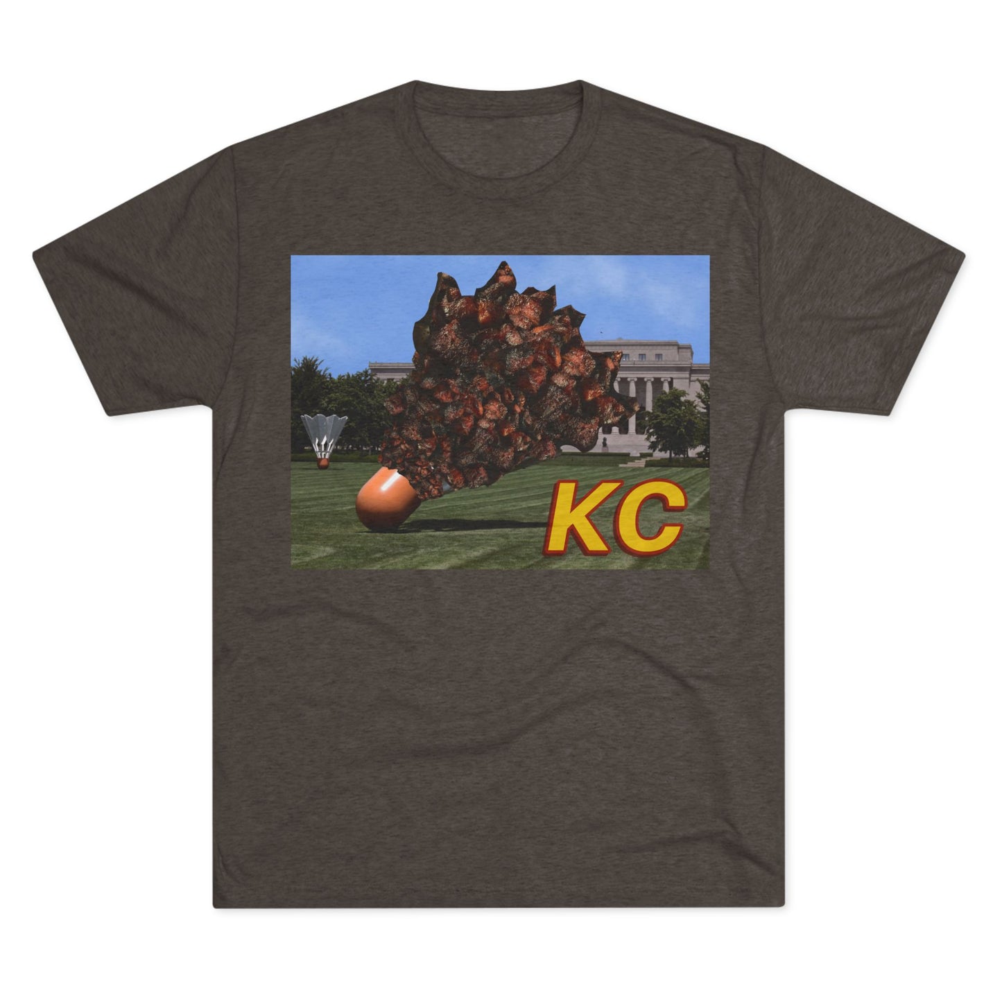 Kansas City - Big Burnt Ends Shuttlecock at the Nelson-Atkins - KCTz series - Unisex Tri-Blend Crew Tee