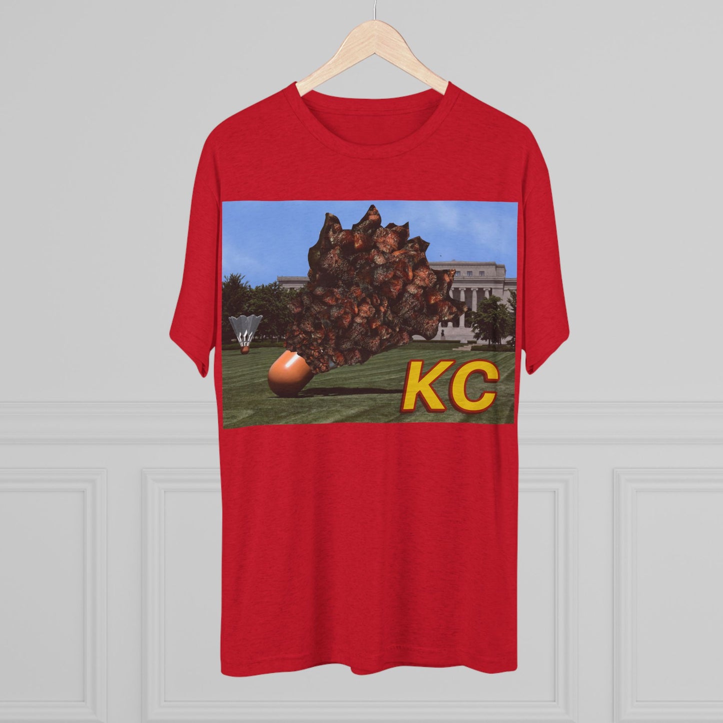 Kansas City - Big Burnt Ends Shuttlecock at the Nelson-Atkins - KCTz series - Unisex Tri-Blend Crew Tee