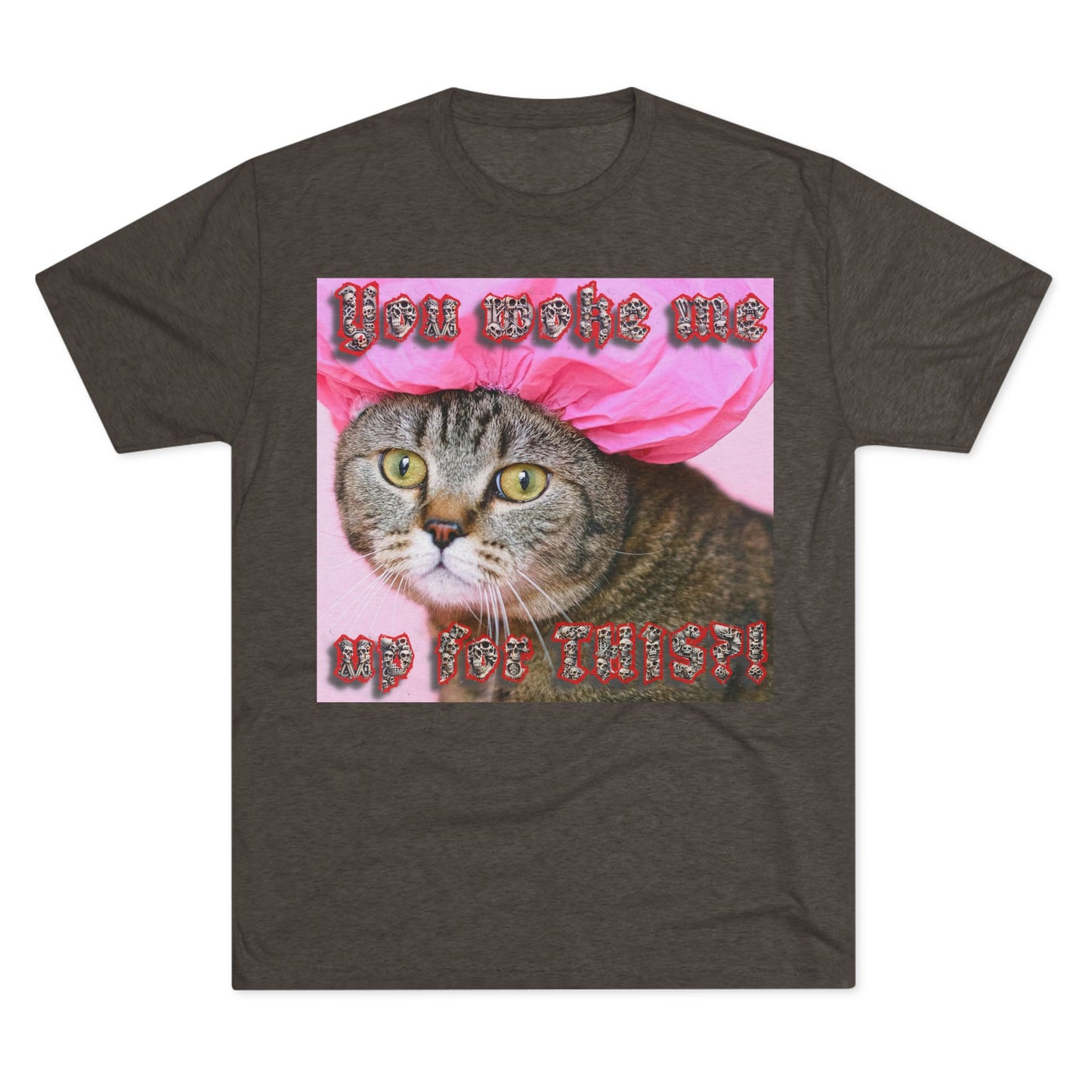 You Woke Me up for THIS? - cat shirt - Unisex Tri-Blend Crew Tee