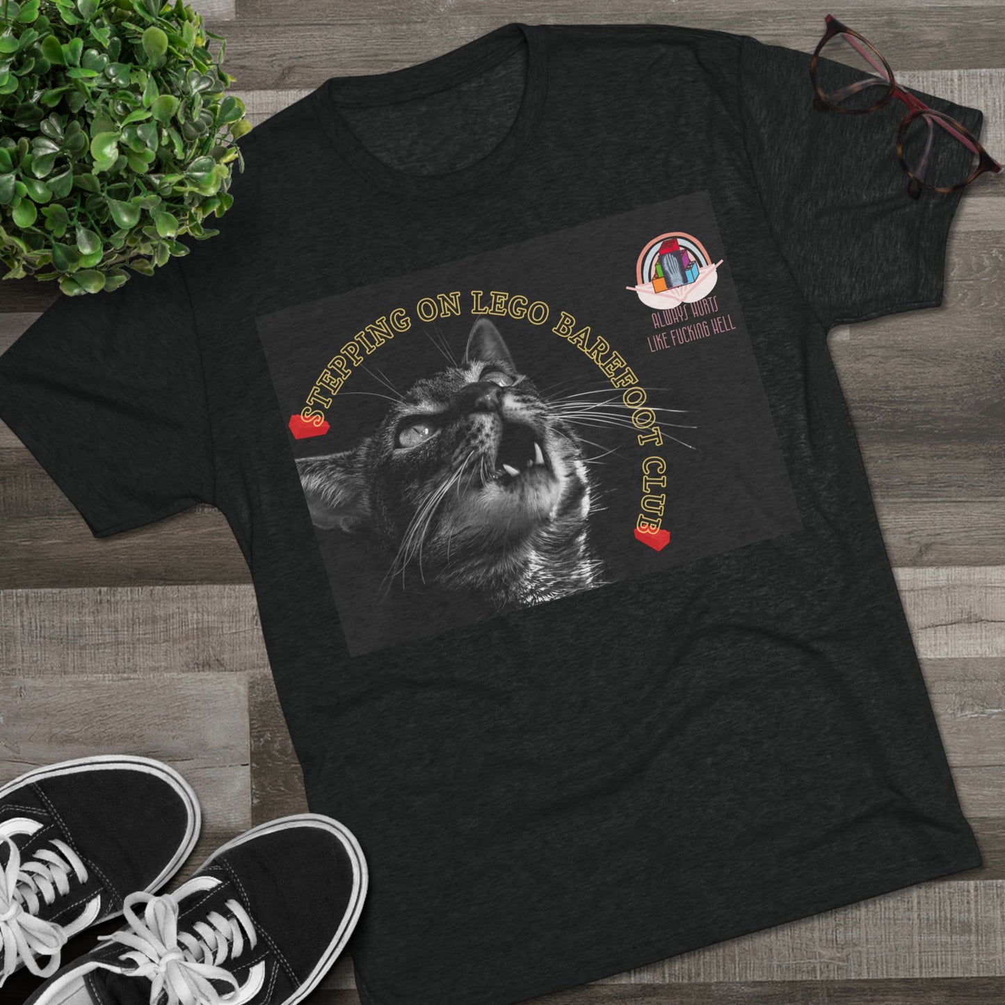 Barefoot Lego Club- cat shirt - Unisex Tri-Blend Crew Tee
