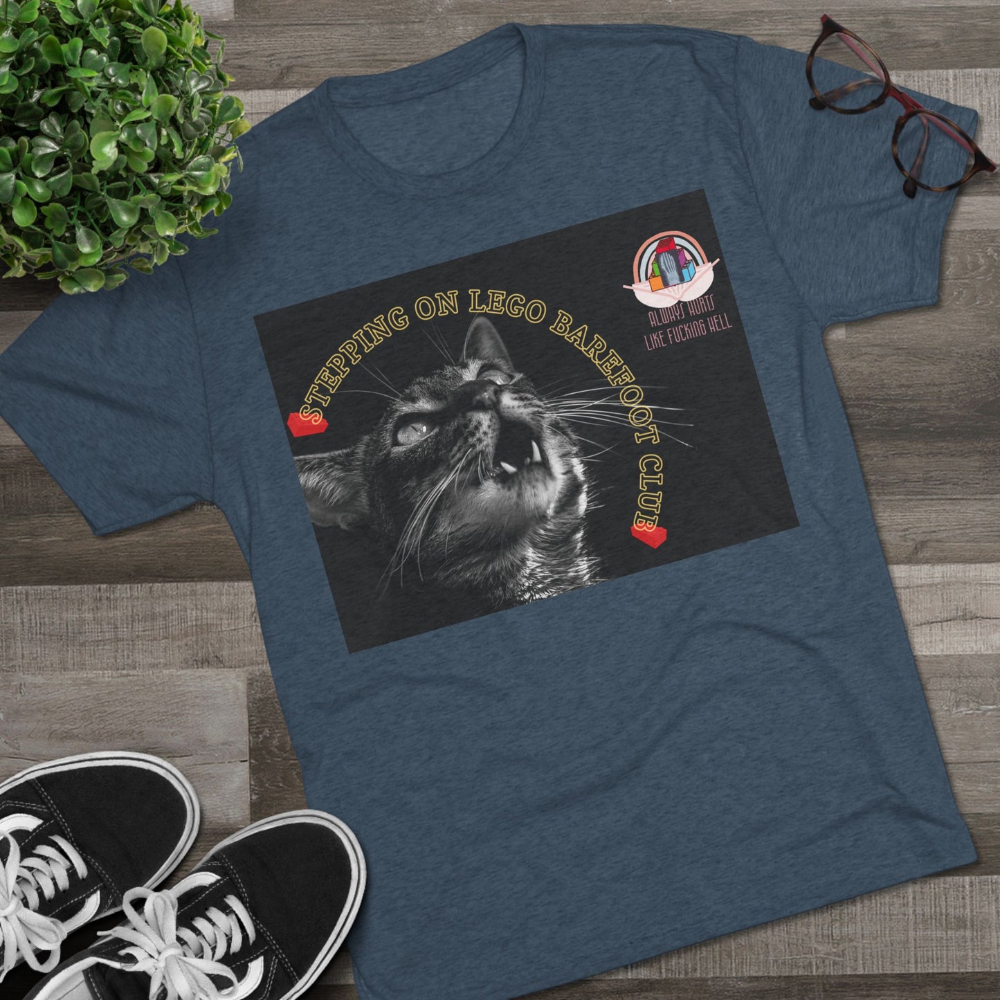 Barefoot Lego Club- cat shirt - Unisex Tri-Blend Crew Tee