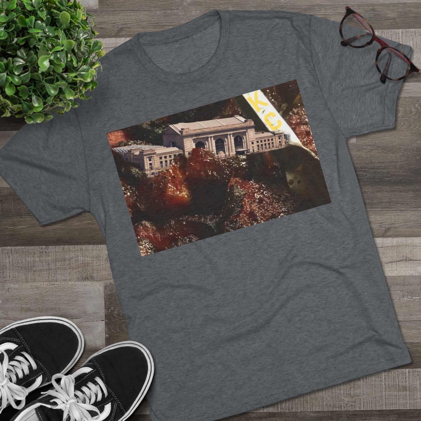 Kansas City - Oops I dropped Union Station in the Burnt Ends - KCtz series - Unisex Tri-Blend Crew Tee