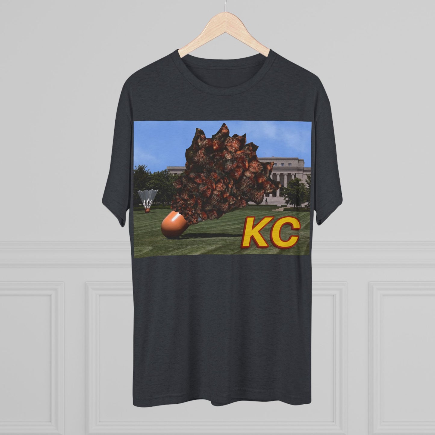 Kansas City - Big Burnt Ends Shuttlecock at the Nelson-Atkins - KCTz series - Unisex Tri-Blend Crew Tee