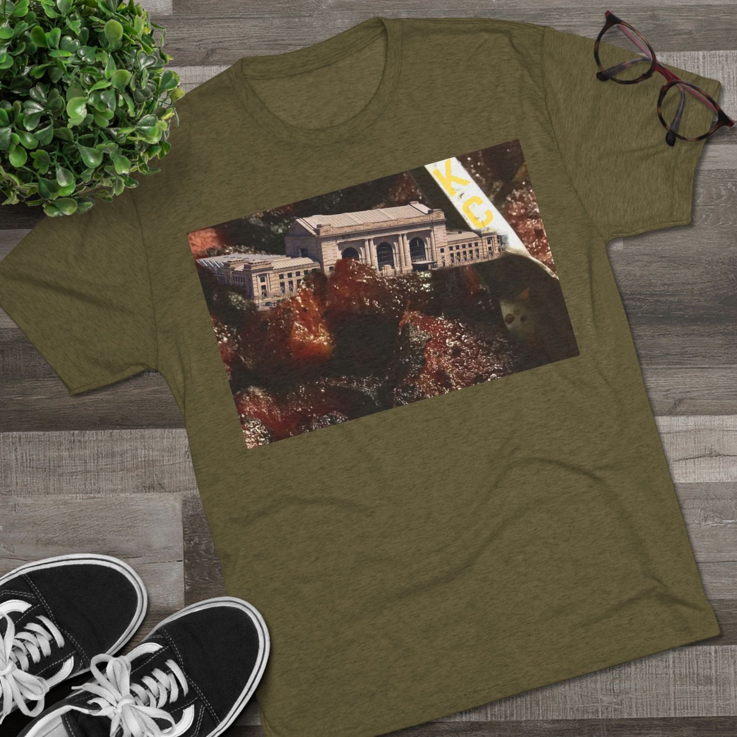 Kansas City - Oops I dropped Union Station in the Burnt Ends - KCtz series - Unisex Tri-Blend Crew Tee