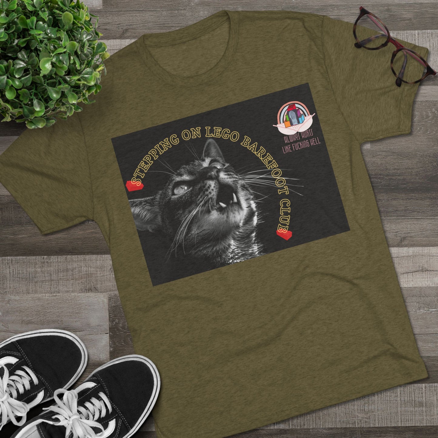 Barefoot Lego Club- cat shirt - Unisex Tri-Blend Crew Tee