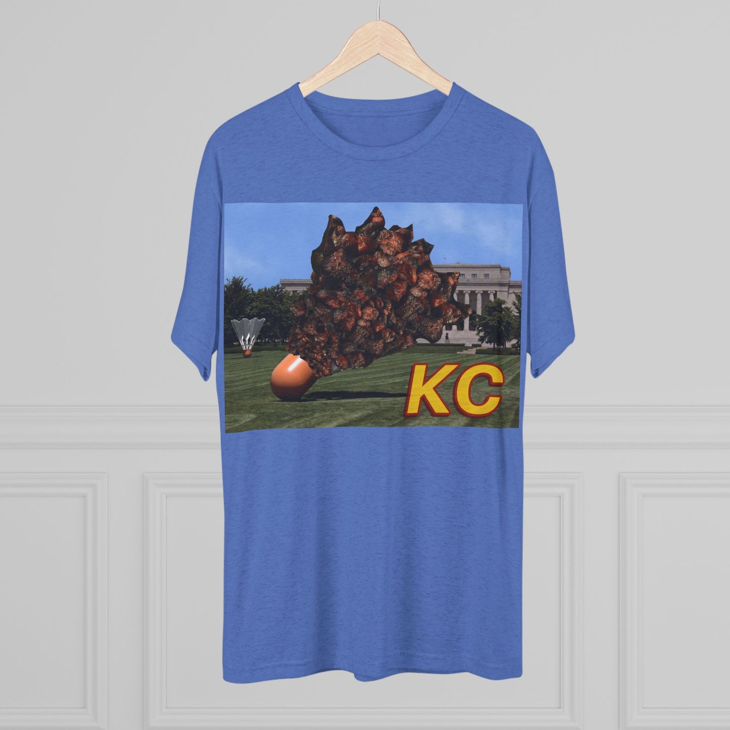 Kansas City - Big Burnt Ends Shuttlecock at the Nelson-Atkins - KCTz series - Unisex Tri-Blend Crew Tee