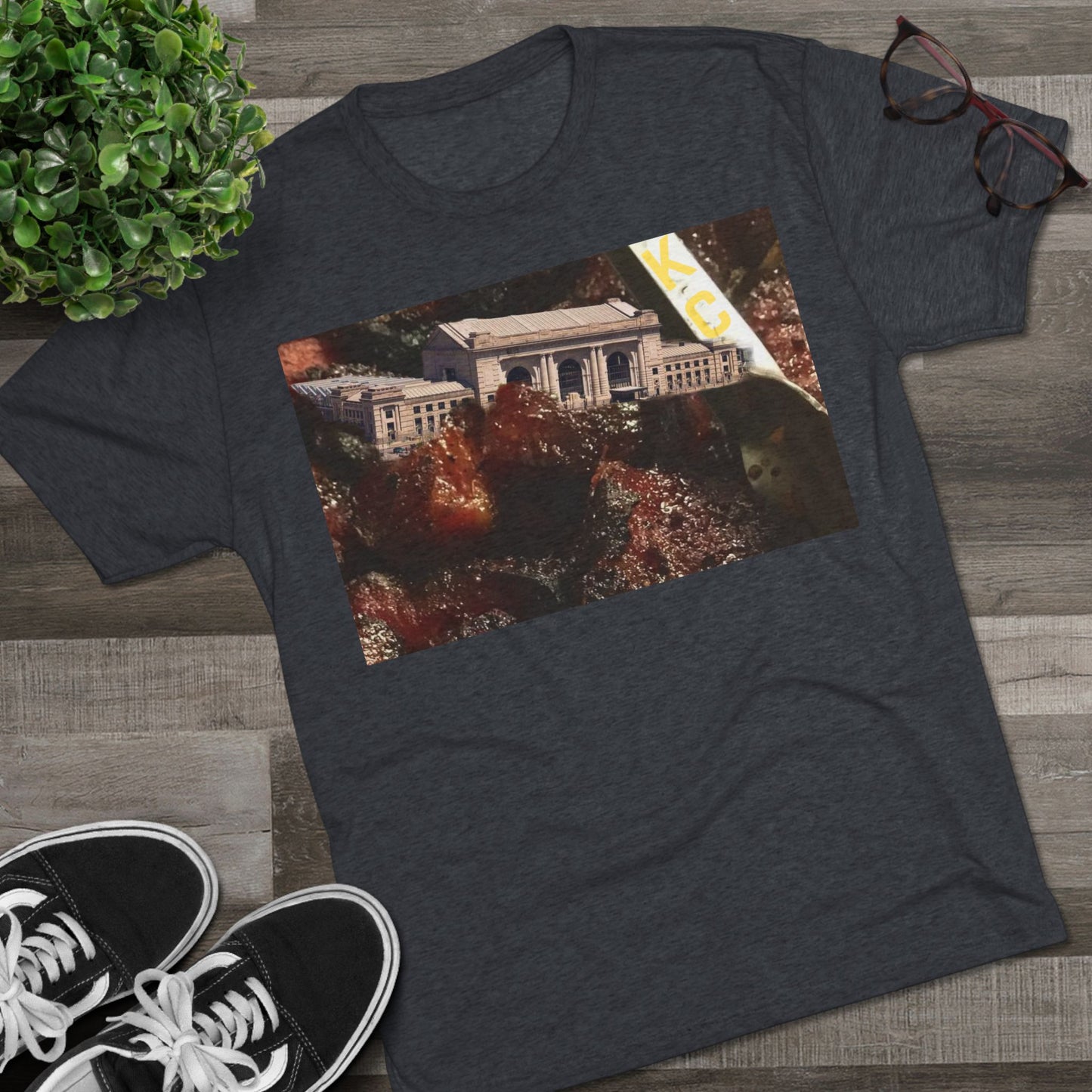 Kansas City - Oops I dropped Union Station in the Burnt Ends - KCtz series - Unisex Tri-Blend Crew Tee
