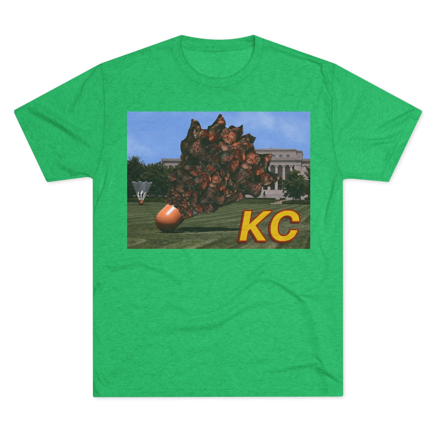 Kansas City - Big Burnt Ends Shuttlecock at the Nelson-Atkins - KCTz series - Unisex Tri-Blend Crew Tee