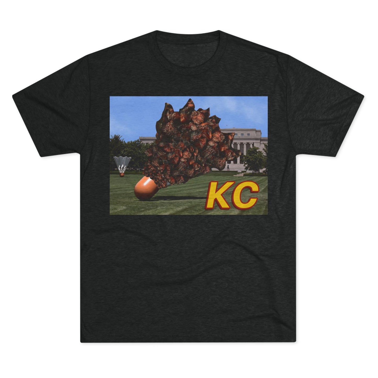 Kansas City - Big Burnt Ends Shuttlecock at the Nelson-Atkins - KCTz series - Unisex Tri-Blend Crew Tee