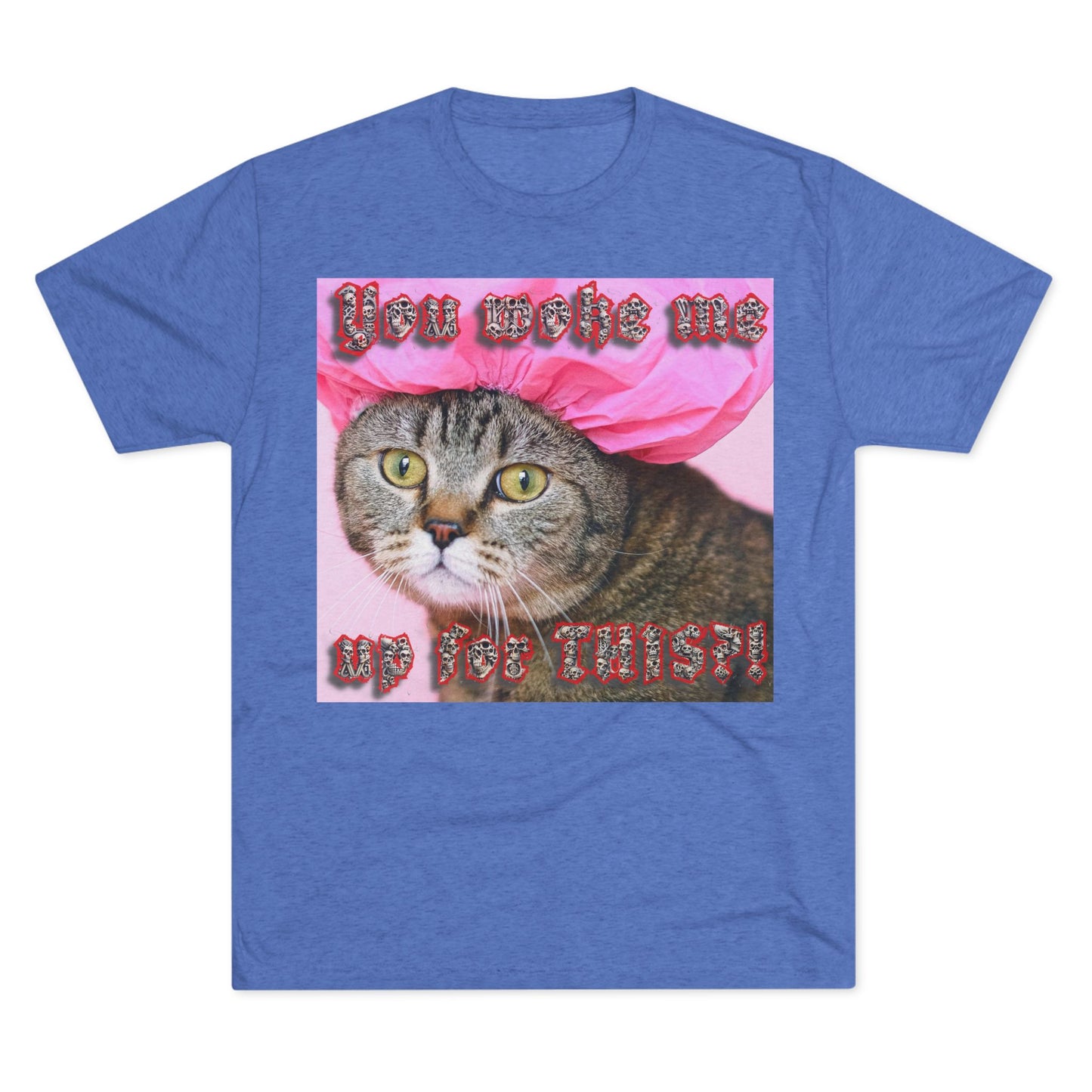 You Woke Me up for THIS? - cat shirt - Unisex Tri-Blend Crew Tee