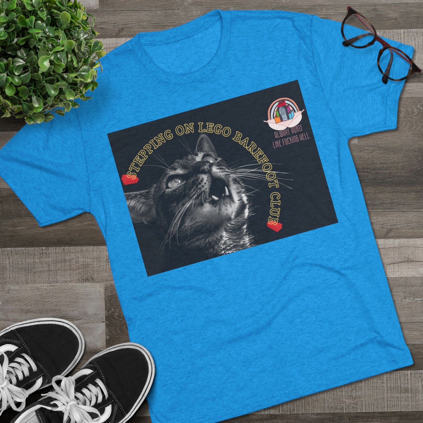 Barefoot Lego Club- cat shirt - Unisex Tri-Blend Crew Tee