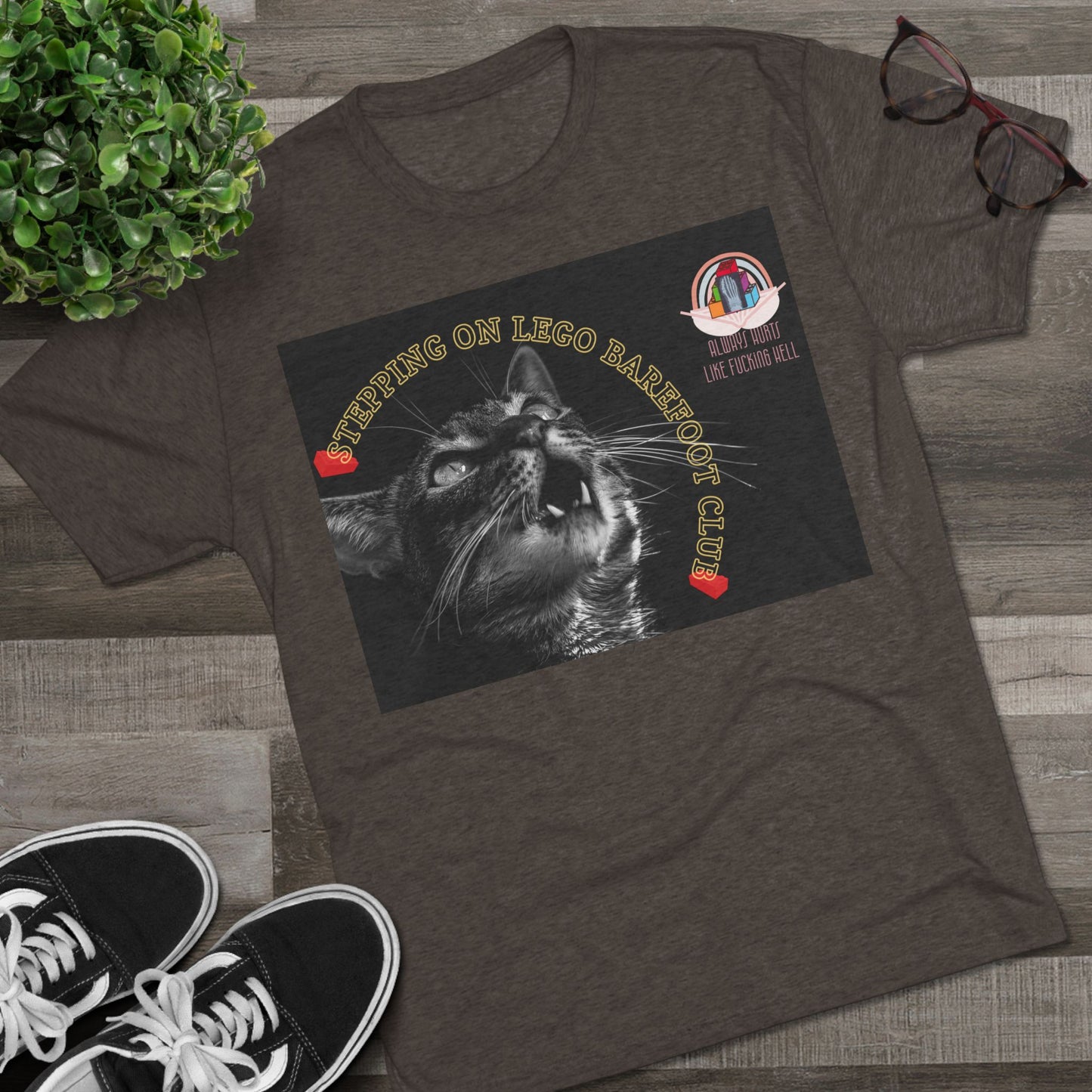 Barefoot Lego Club- cat shirt - Unisex Tri-Blend Crew Tee