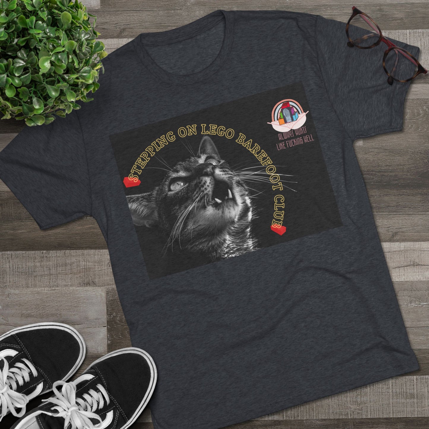 Barefoot Lego Club- cat shirt - Unisex Tri-Blend Crew Tee