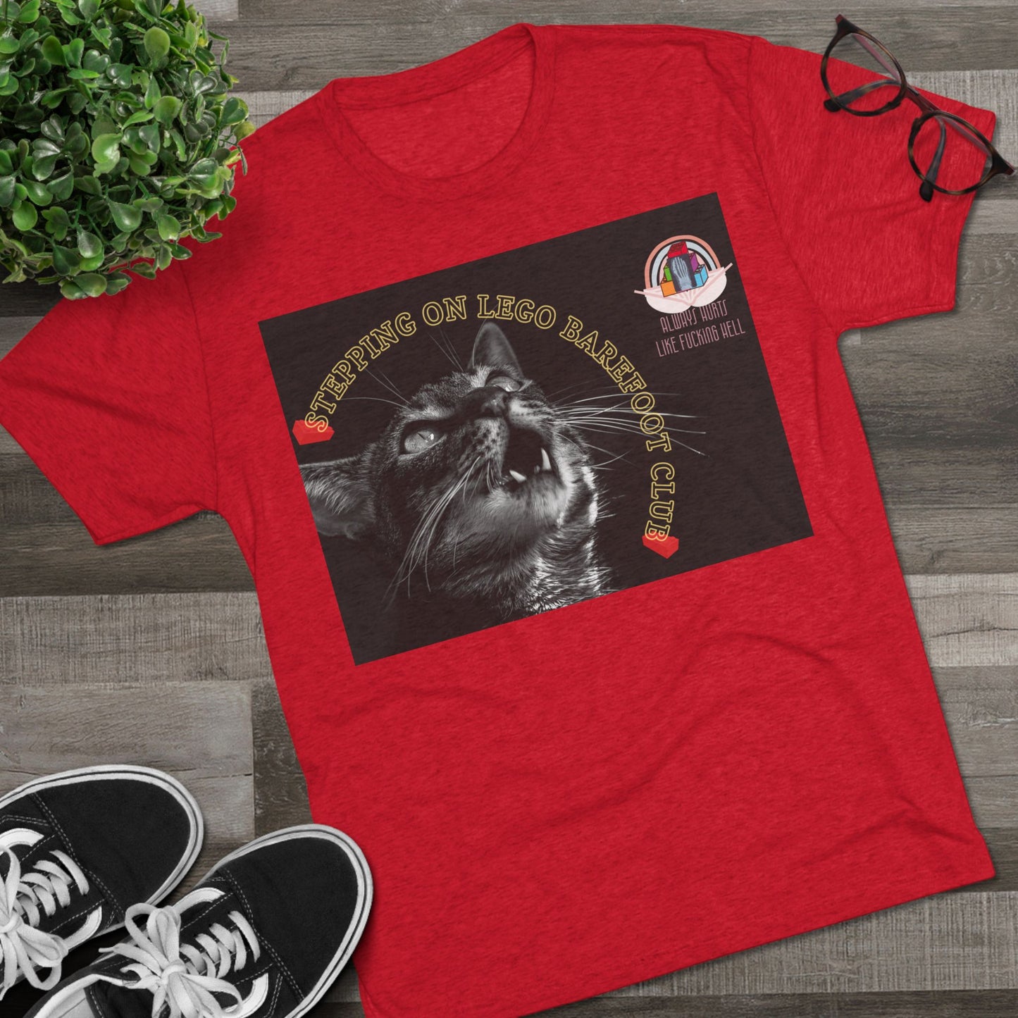 Barefoot Lego Club- cat shirt - Unisex Tri-Blend Crew Tee