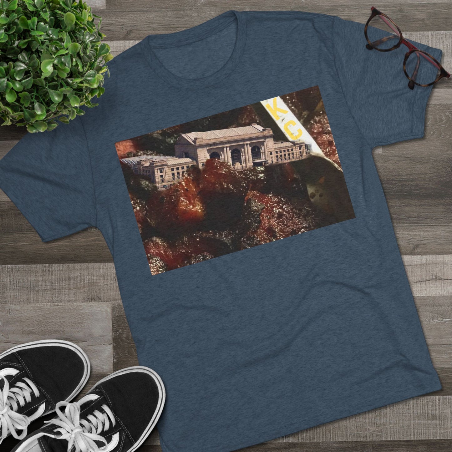 Kansas City - Oops I dropped Union Station in the Burnt Ends - KCtz series - Unisex Tri-Blend Crew Tee