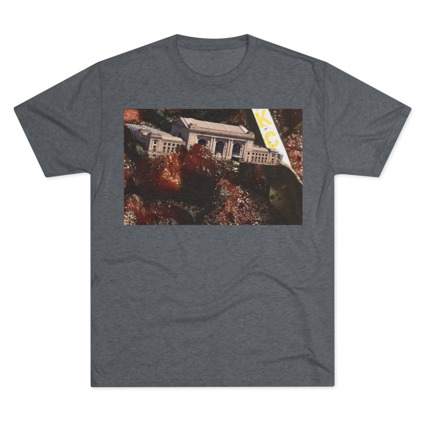 Kansas City - Oops I dropped Union Station in the Burnt Ends - KCtz series - Unisex Tri-Blend Crew Tee