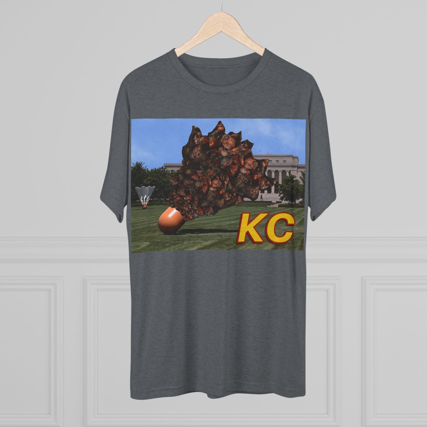 Kansas City - Big Burnt Ends Shuttlecock at the Nelson-Atkins - KCTz series - Unisex Tri-Blend Crew Tee