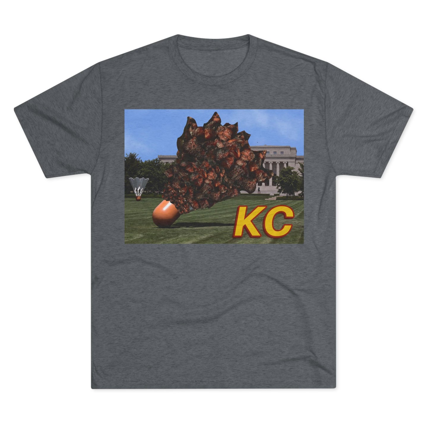 Kansas City - Big Burnt Ends Shuttlecock at the Nelson-Atkins - KCTz series - Unisex Tri-Blend Crew Tee