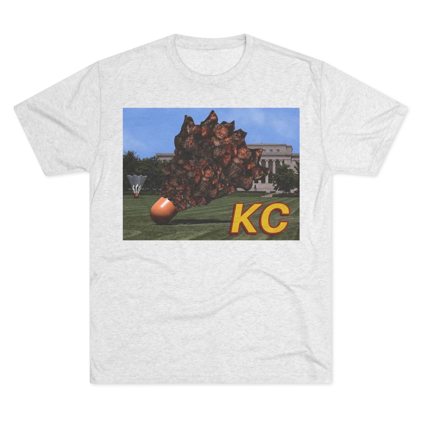Kansas City - Big Burnt Ends Shuttlecock at the Nelson-Atkins - KCTz series - Unisex Tri-Blend Crew Tee