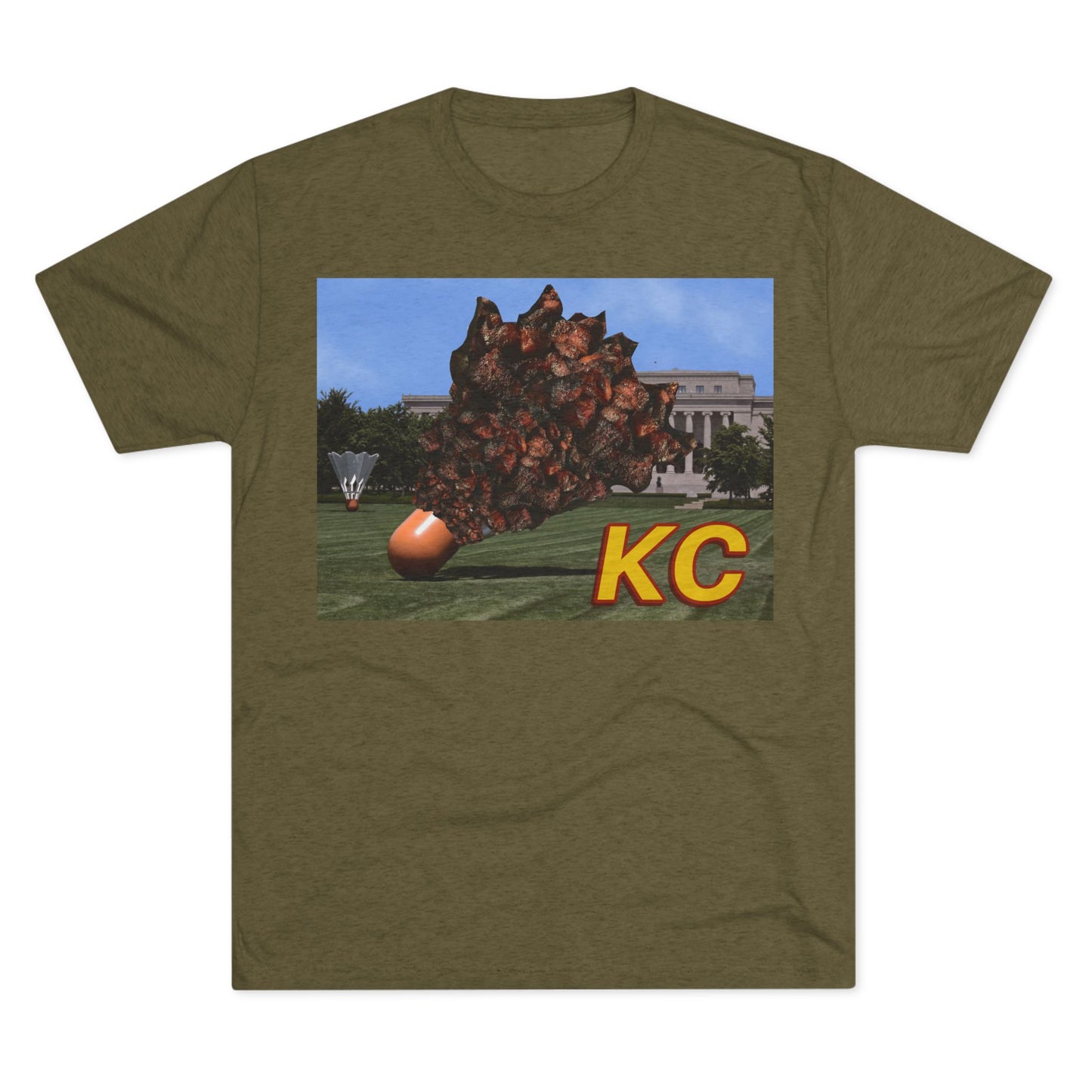 Kansas City - Big Burnt Ends Shuttlecock at the Nelson-Atkins - KCTz series - Unisex Tri-Blend Crew Tee