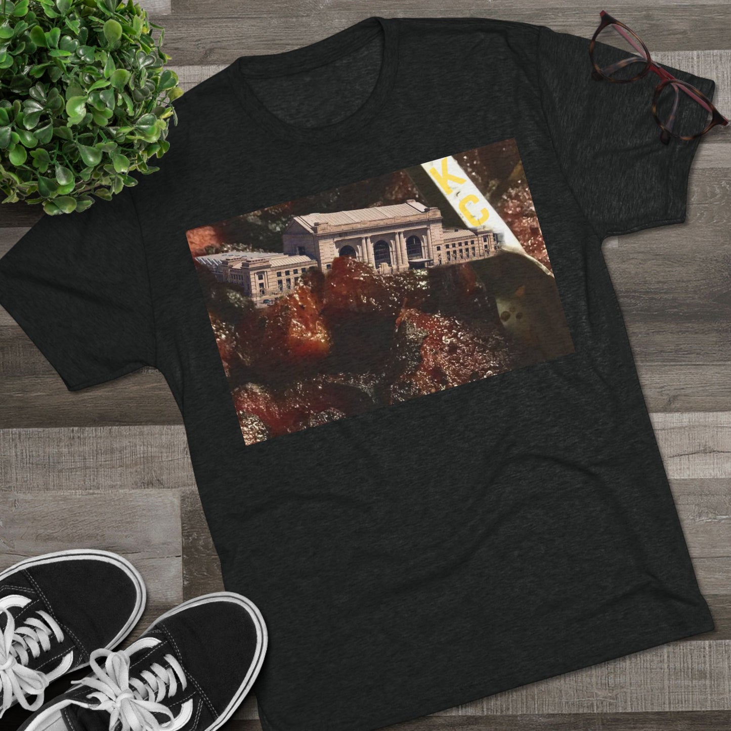 Kansas City - Oops I dropped Union Station in the Burnt Ends - KCtz series - Unisex Tri-Blend Crew Tee