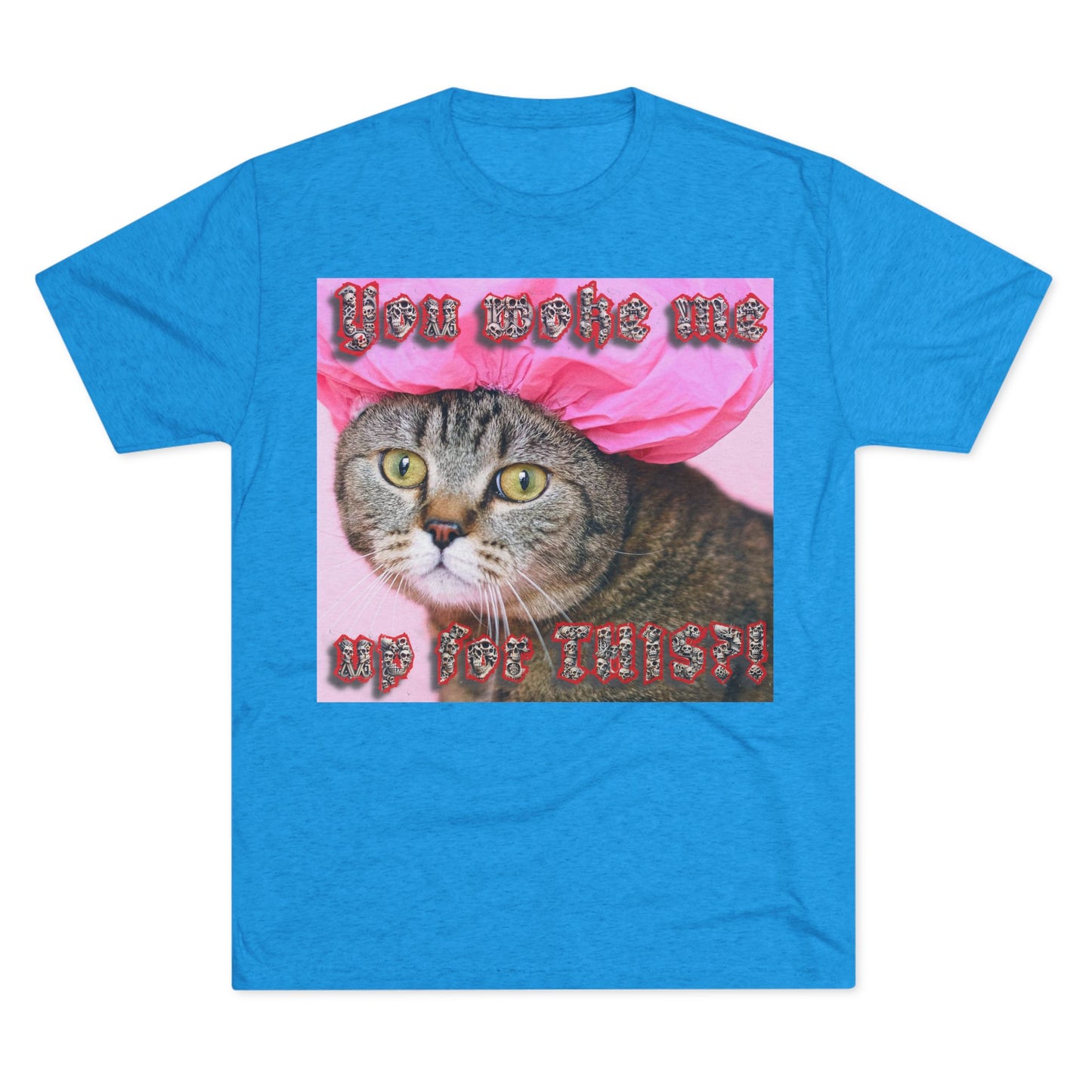 You Woke Me up for THIS? - cat shirt - Unisex Tri-Blend Crew Tee