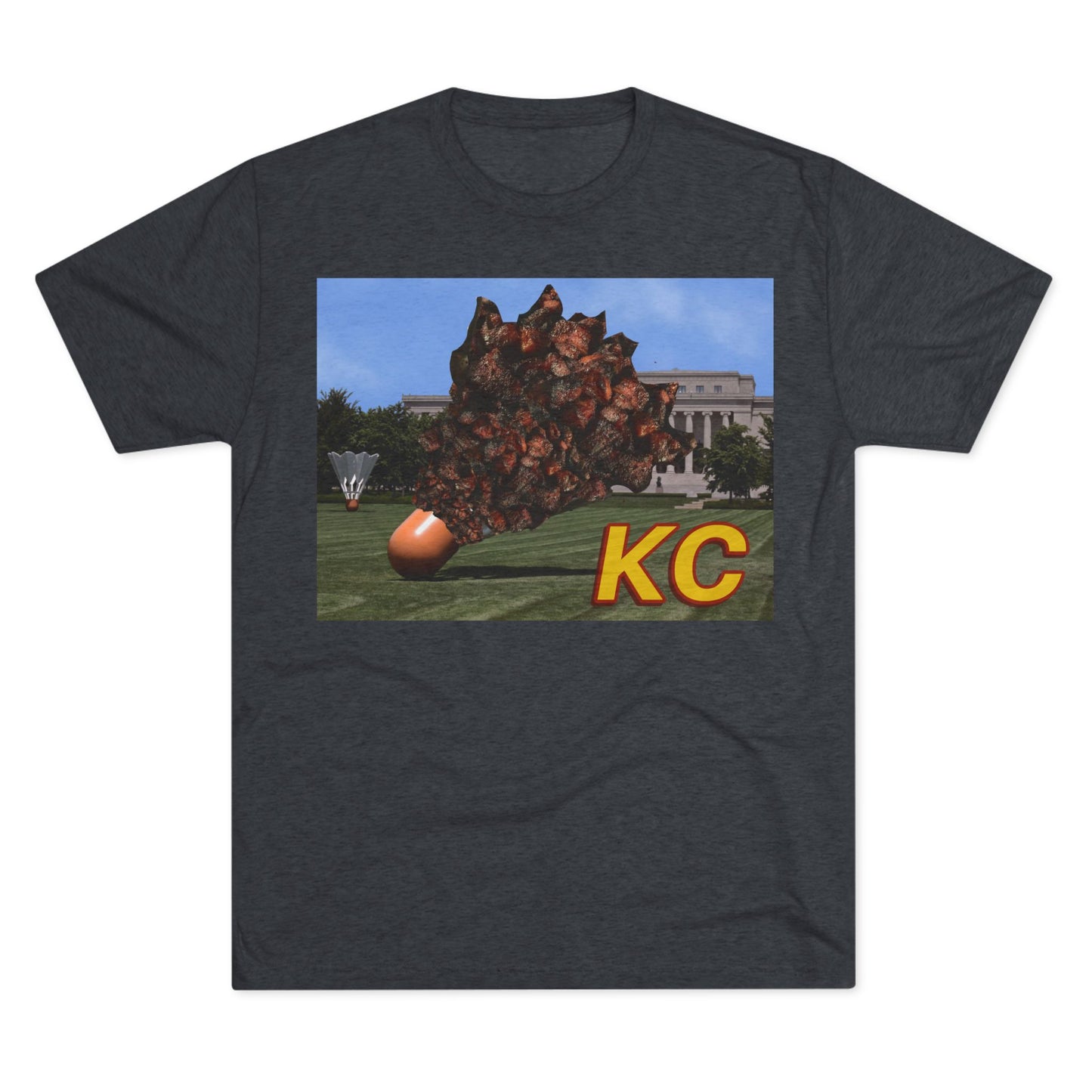 Kansas City - Big Burnt Ends Shuttlecock at the Nelson-Atkins - KCTz series - Unisex Tri-Blend Crew Tee