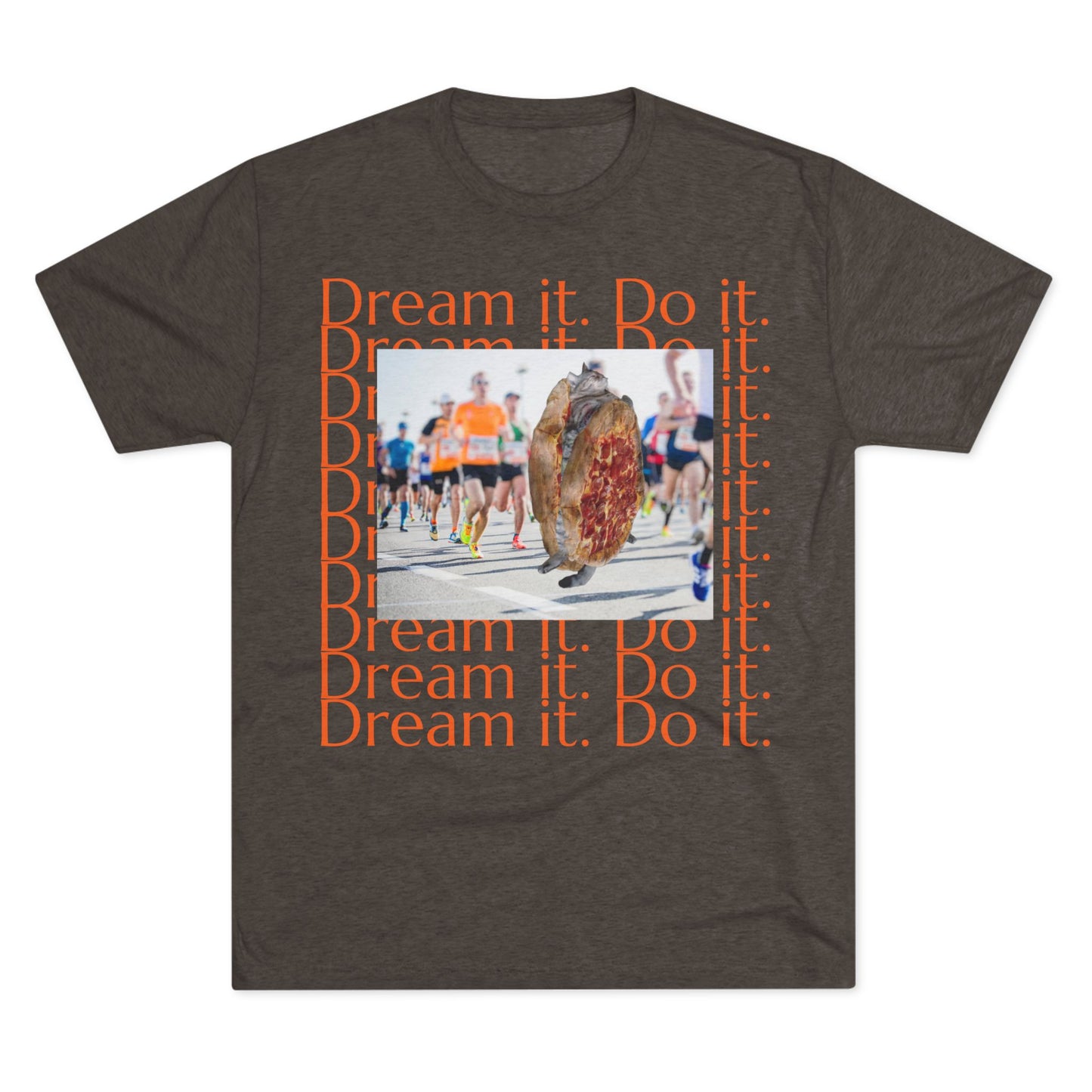 Dream it. Do it...with pizza and naps - cat shirt - Unisex Tri-Blend Crew Tee
