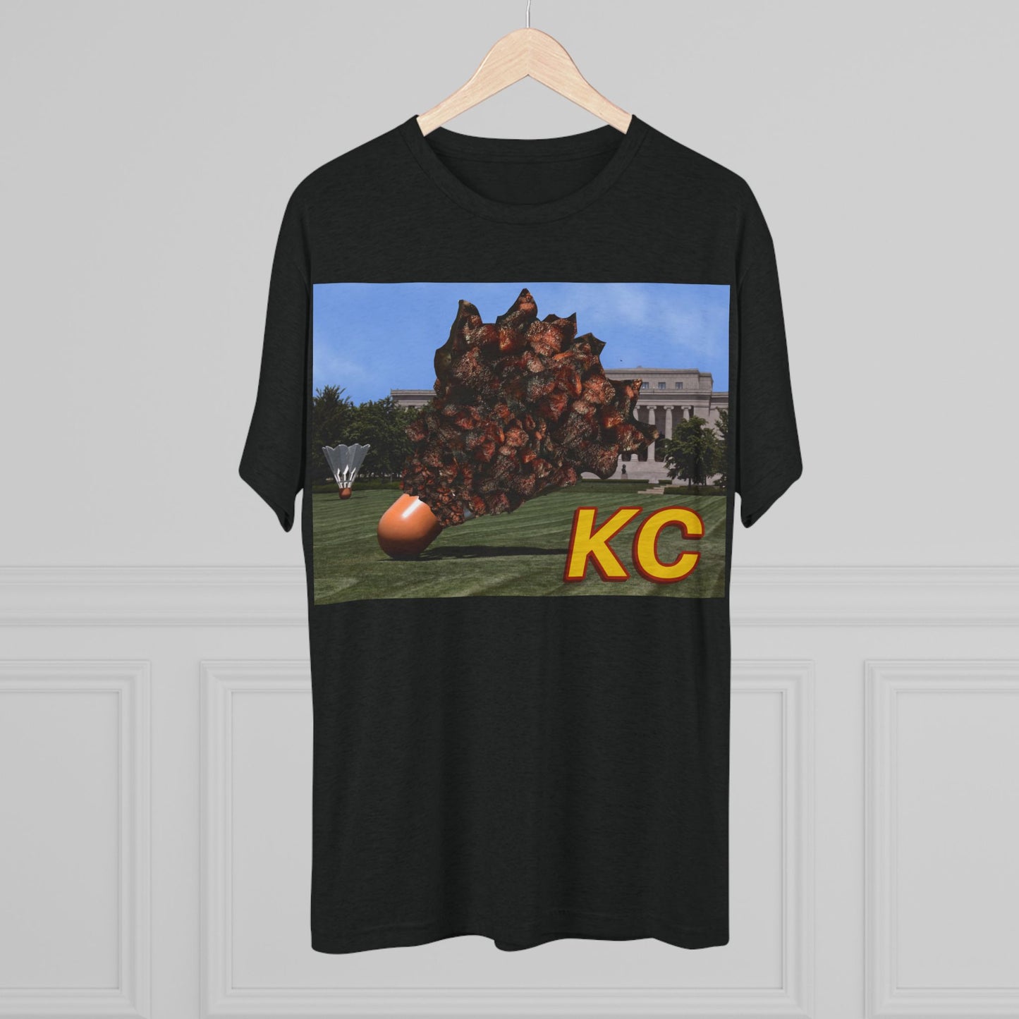 Kansas City - Big Burnt Ends Shuttlecock at the Nelson-Atkins - KCTz series - Unisex Tri-Blend Crew Tee