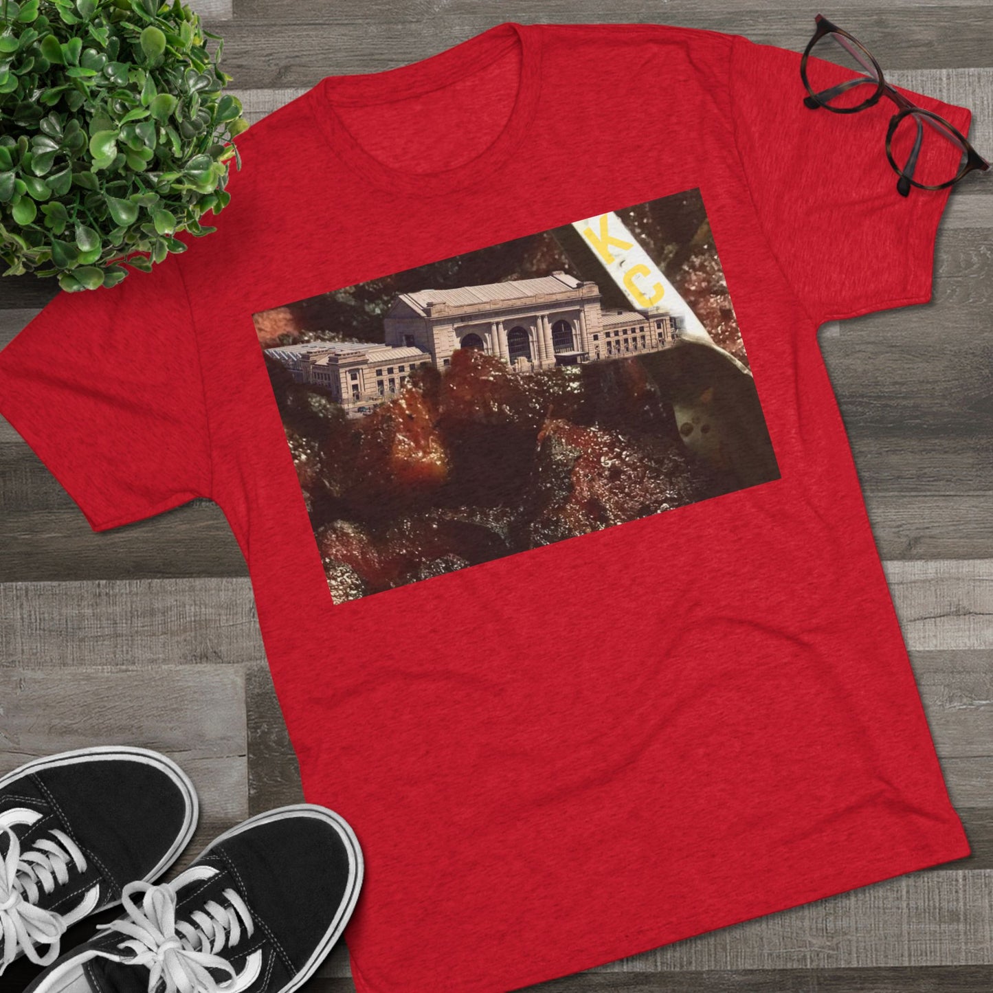 Kansas City - Oops I dropped Union Station in the Burnt Ends - KCtz series - Unisex Tri-Blend Crew Tee