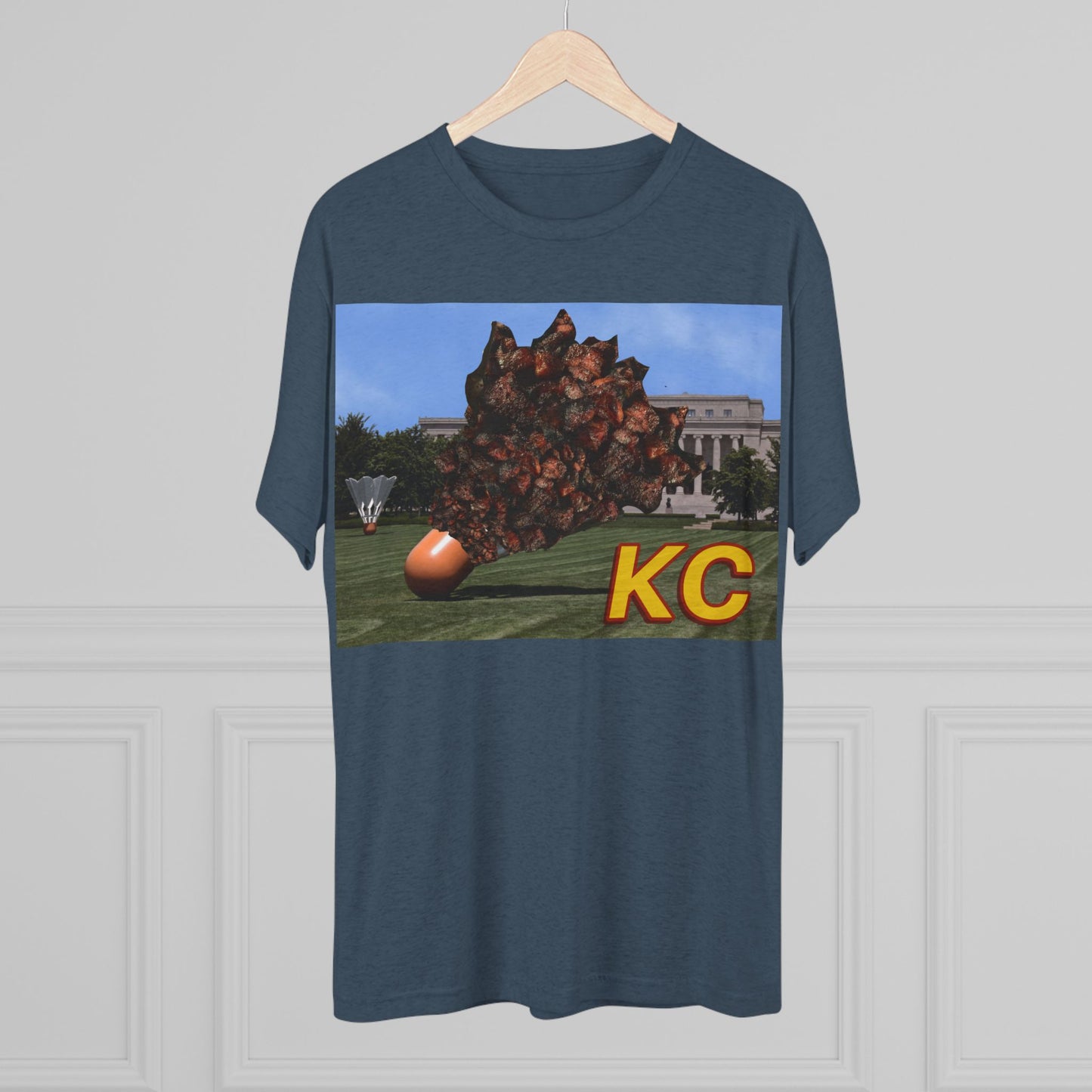 Kansas City - Big Burnt Ends Shuttlecock at the Nelson-Atkins - KCTz series - Unisex Tri-Blend Crew Tee