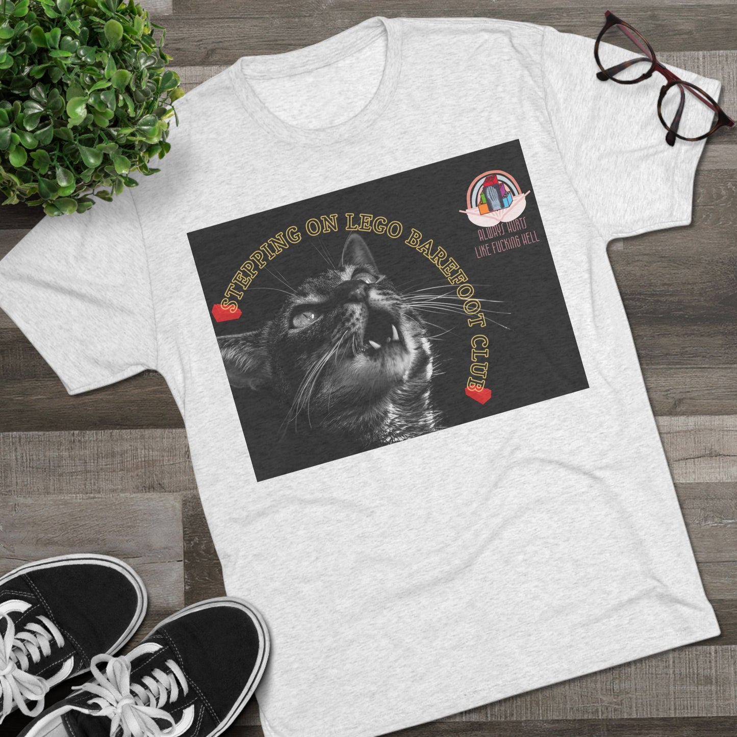 Barefoot Lego Club- cat shirt - Unisex Tri-Blend Crew Tee