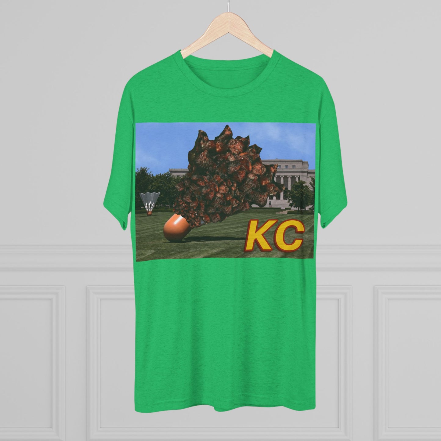 Kansas City - Big Burnt Ends Shuttlecock at the Nelson-Atkins - KCTz series - Unisex Tri-Blend Crew Tee