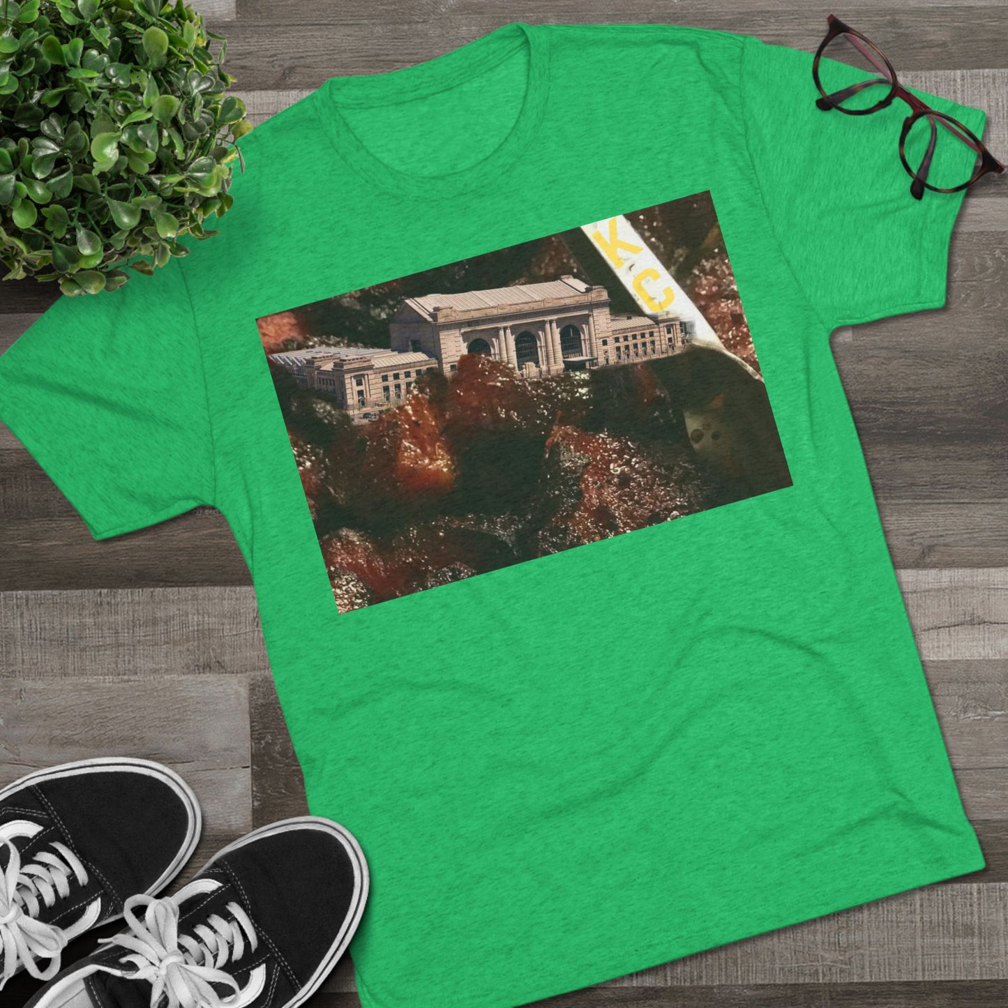 Kansas City - Oops I dropped Union Station in the Burnt Ends - KCtz series - Unisex Tri-Blend Crew Tee