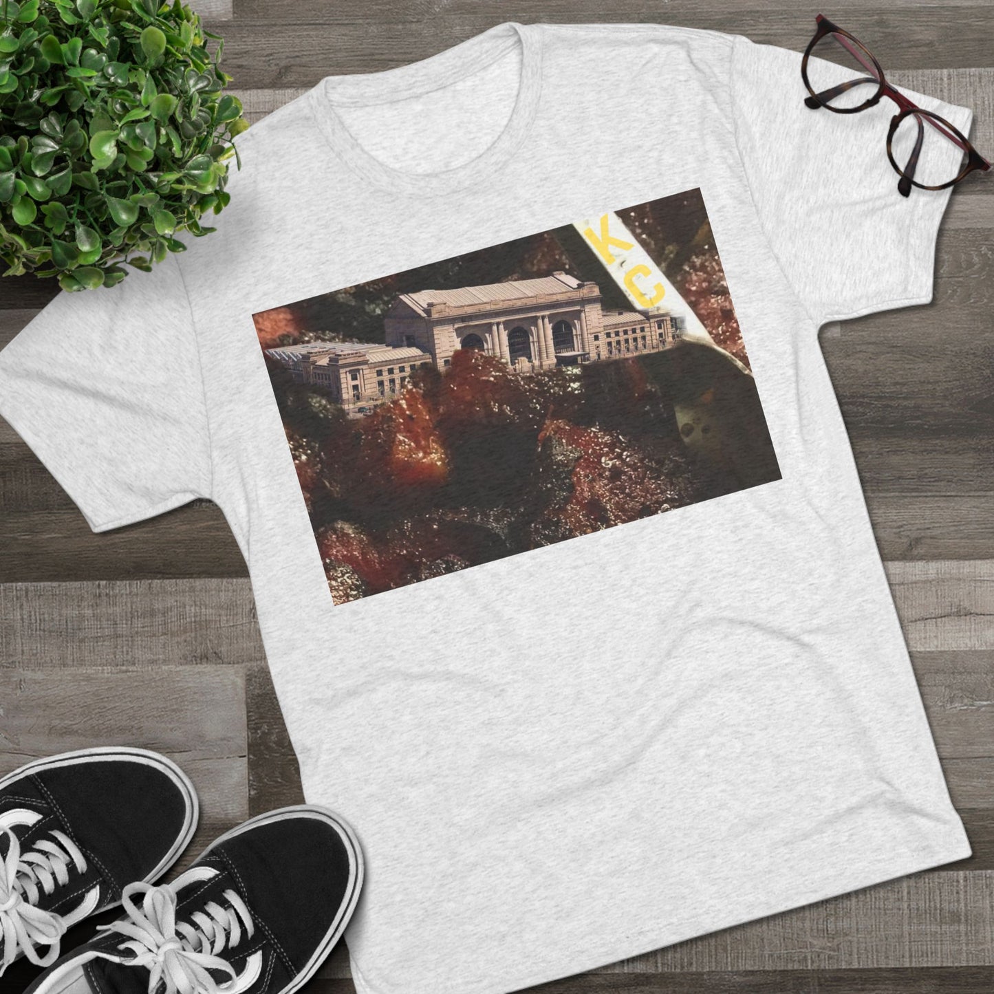 Kansas City - Oops I dropped Union Station in the Burnt Ends - KCtz series - Unisex Tri-Blend Crew Tee