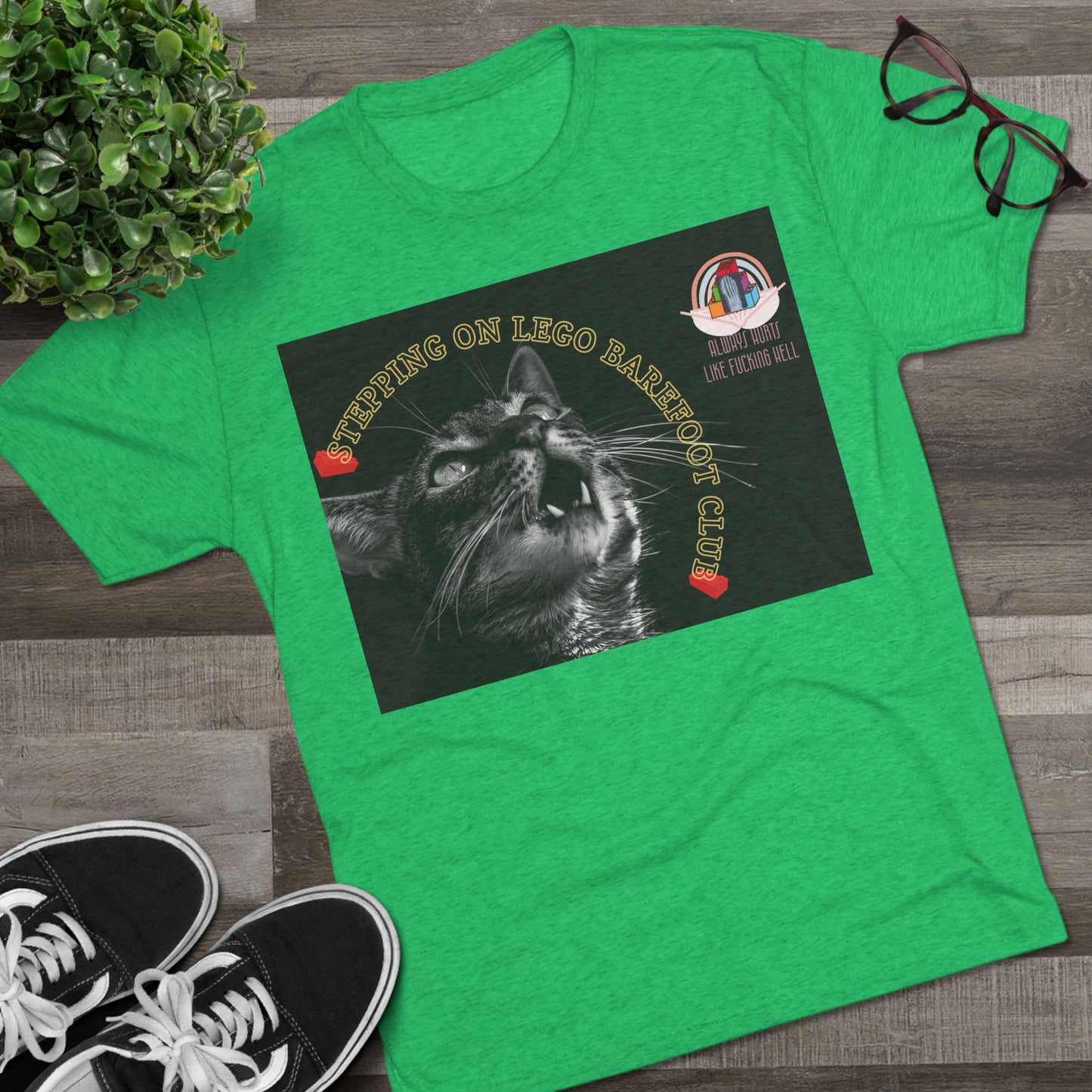 Barefoot Lego Club- cat shirt - Unisex Tri-Blend Crew Tee
