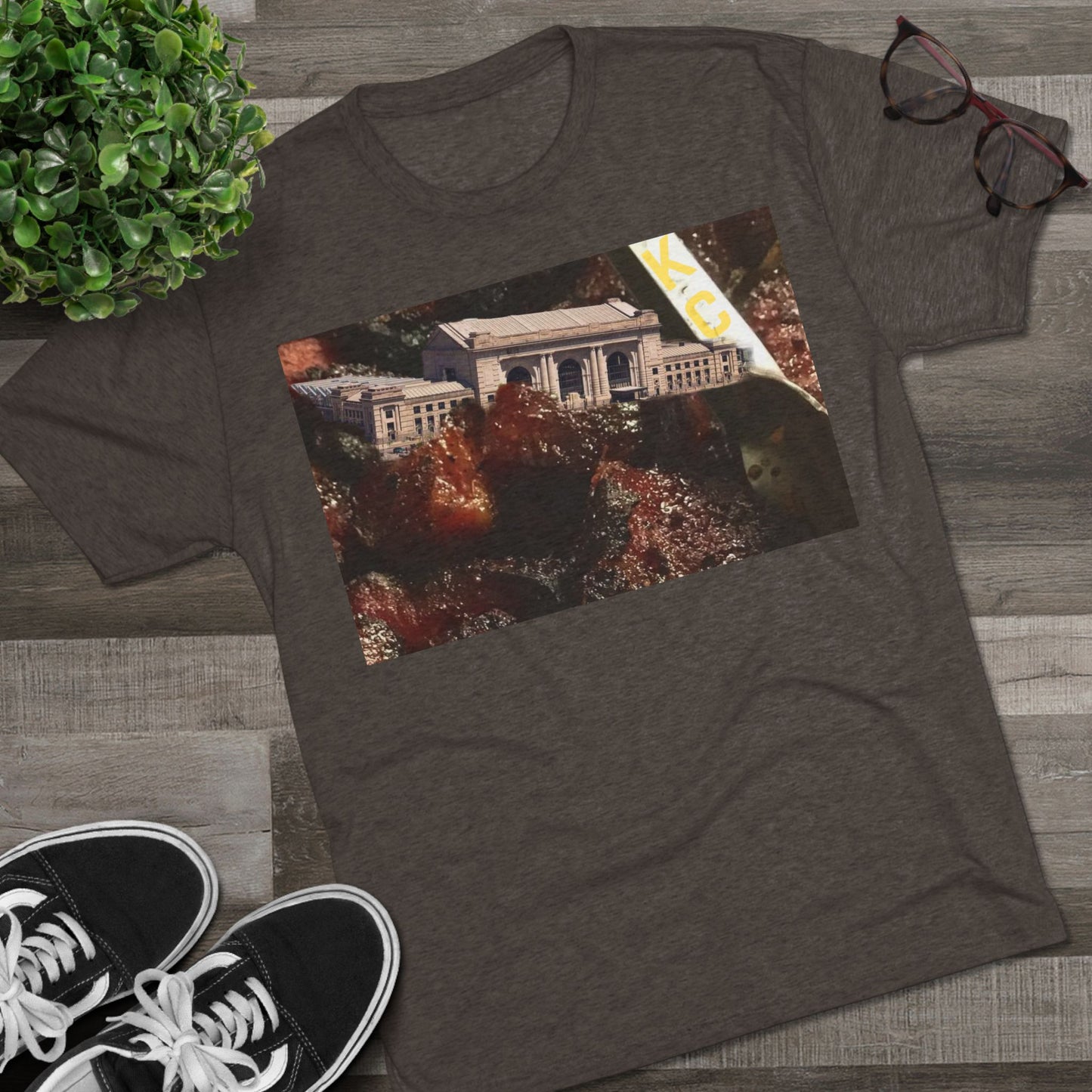 Kansas City - Oops I dropped Union Station in the Burnt Ends - KCtz series - Unisex Tri-Blend Crew Tee