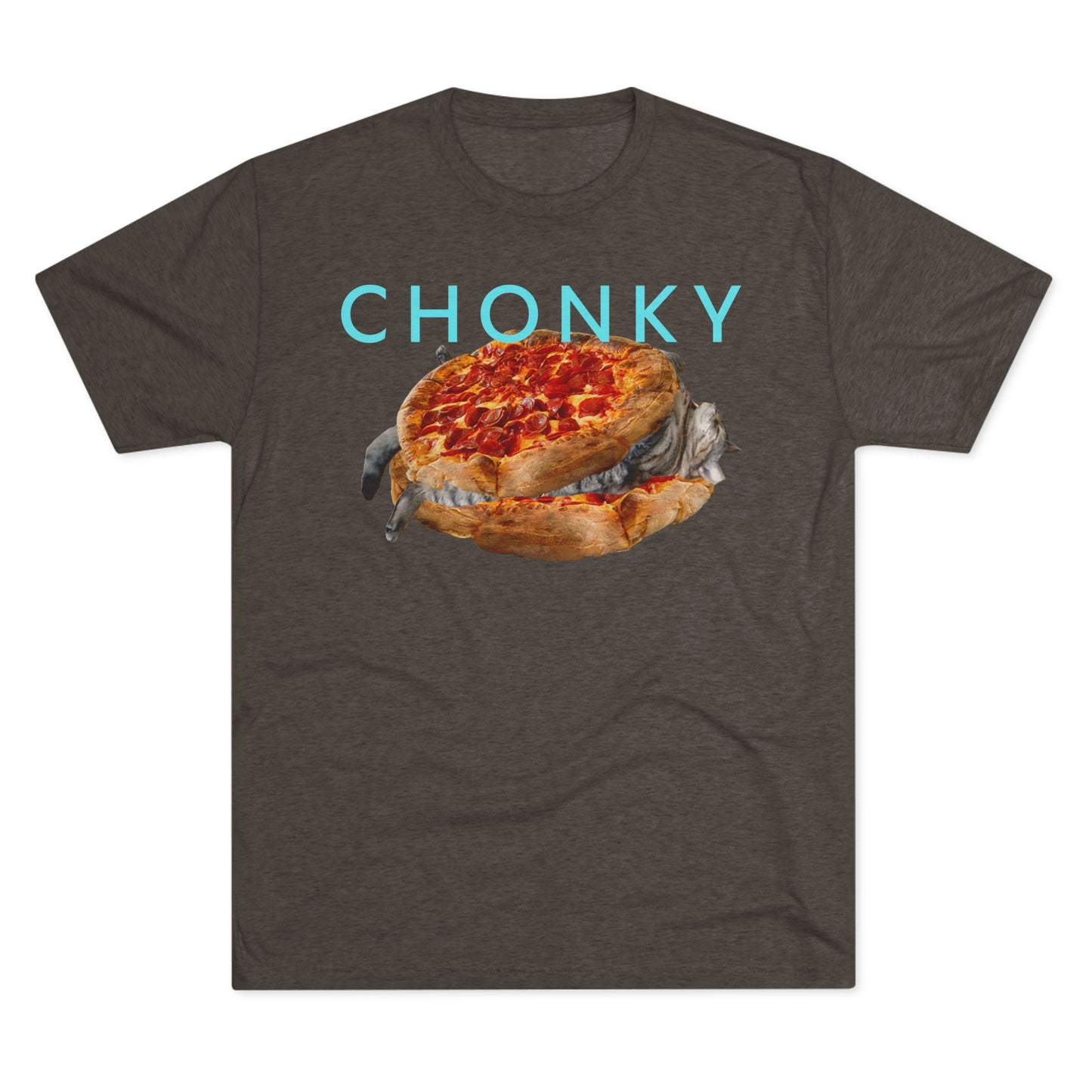 Chonky Cat Nappin Between Two Thicc Pizzas (OG vers) - cat shirt - Unisex Tri-Blend Crew Tee