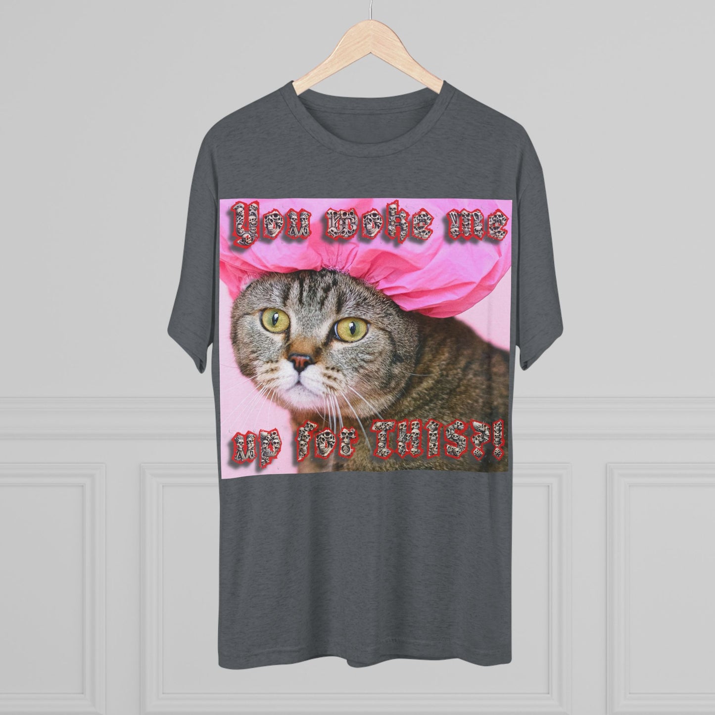 You Woke Me up for THIS? - cat shirt - Unisex Tri-Blend Crew Tee