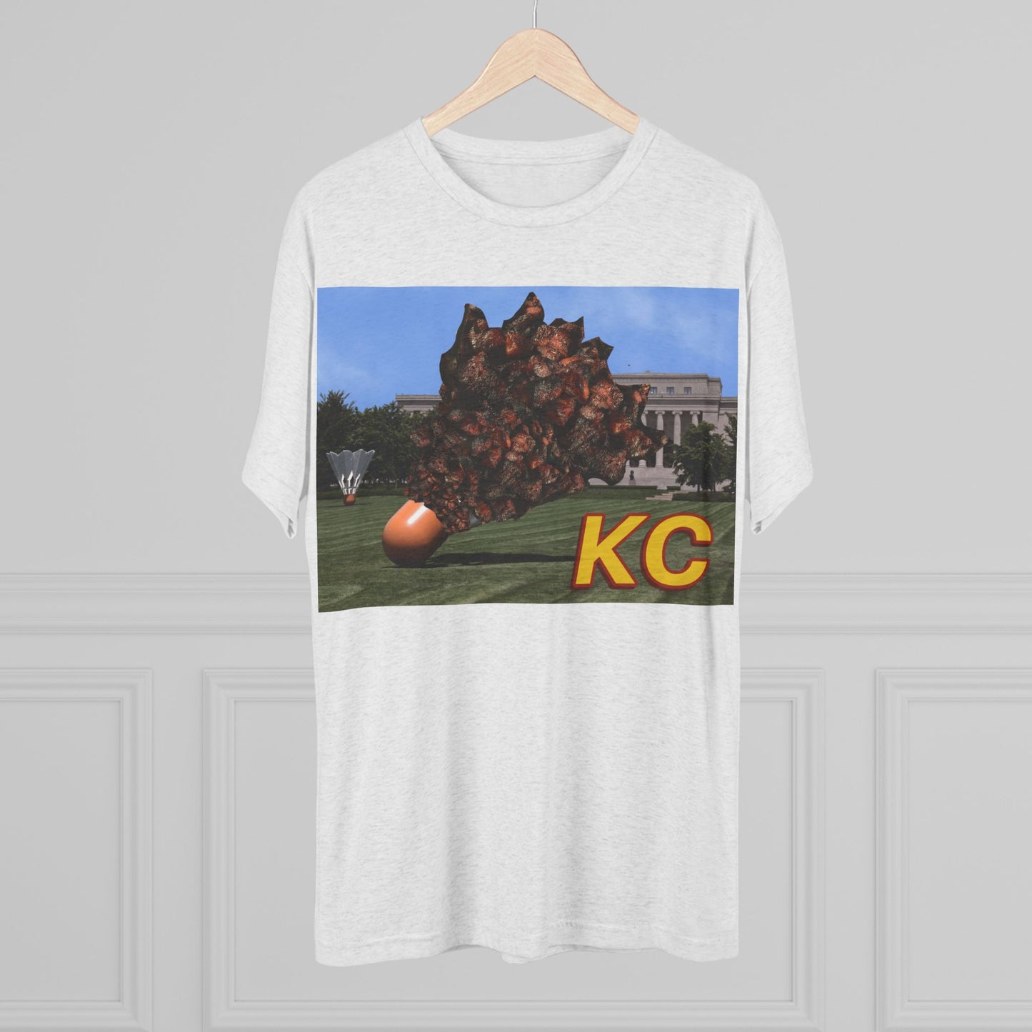 Kansas City  - Big Burnt Ends Shuttlecock at the Nelson-Atkins  - KCTz series -  Unisex Tri-Blend Crew Tee