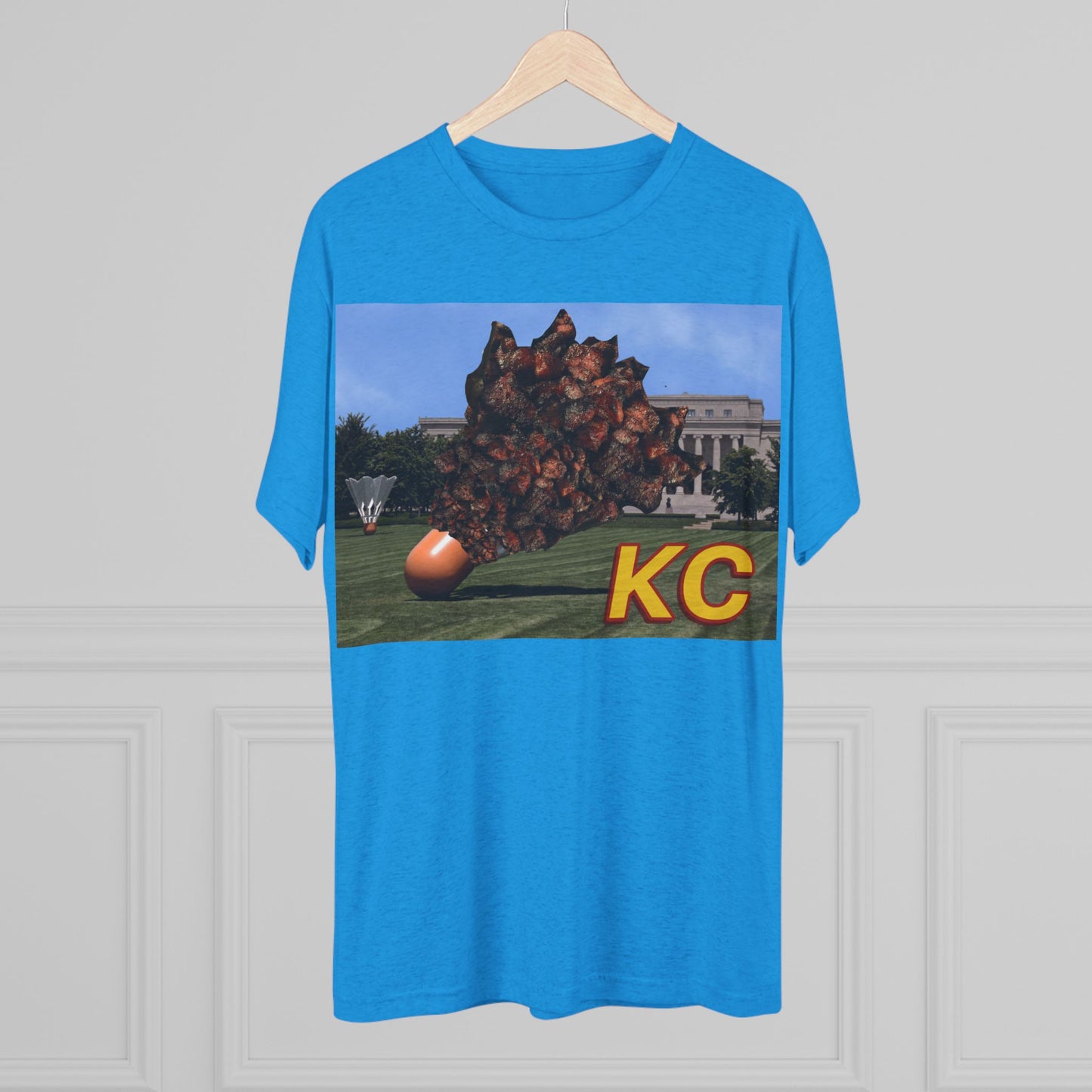 Kansas City  - Big Burnt Ends Shuttlecock at the Nelson-Atkins  - KCTz series -  Unisex Tri-Blend Crew Tee