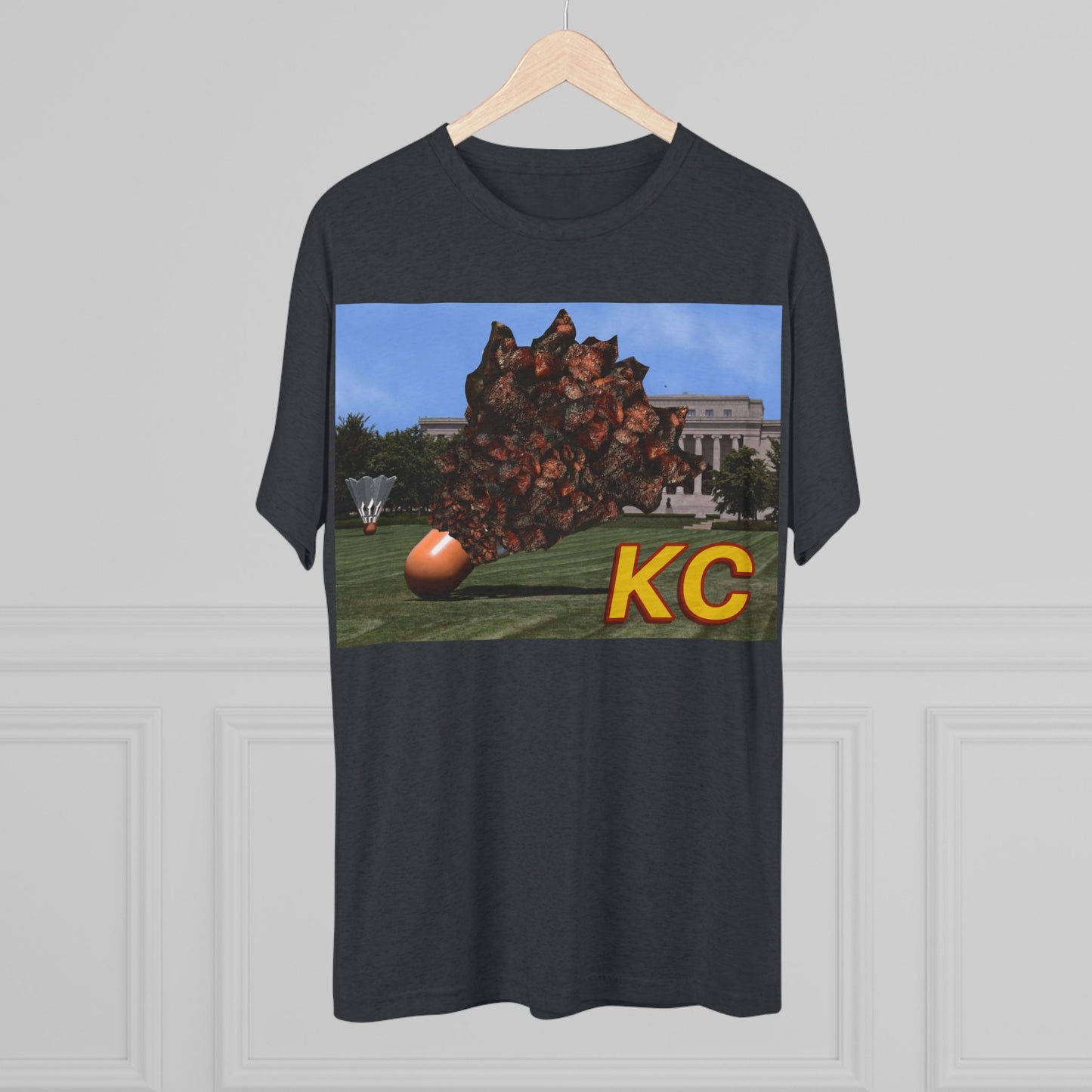 Kansas City  - Big Burnt Ends Shuttlecock at the Nelson-Atkins  - KCTz series -  Unisex Tri-Blend Crew Tee