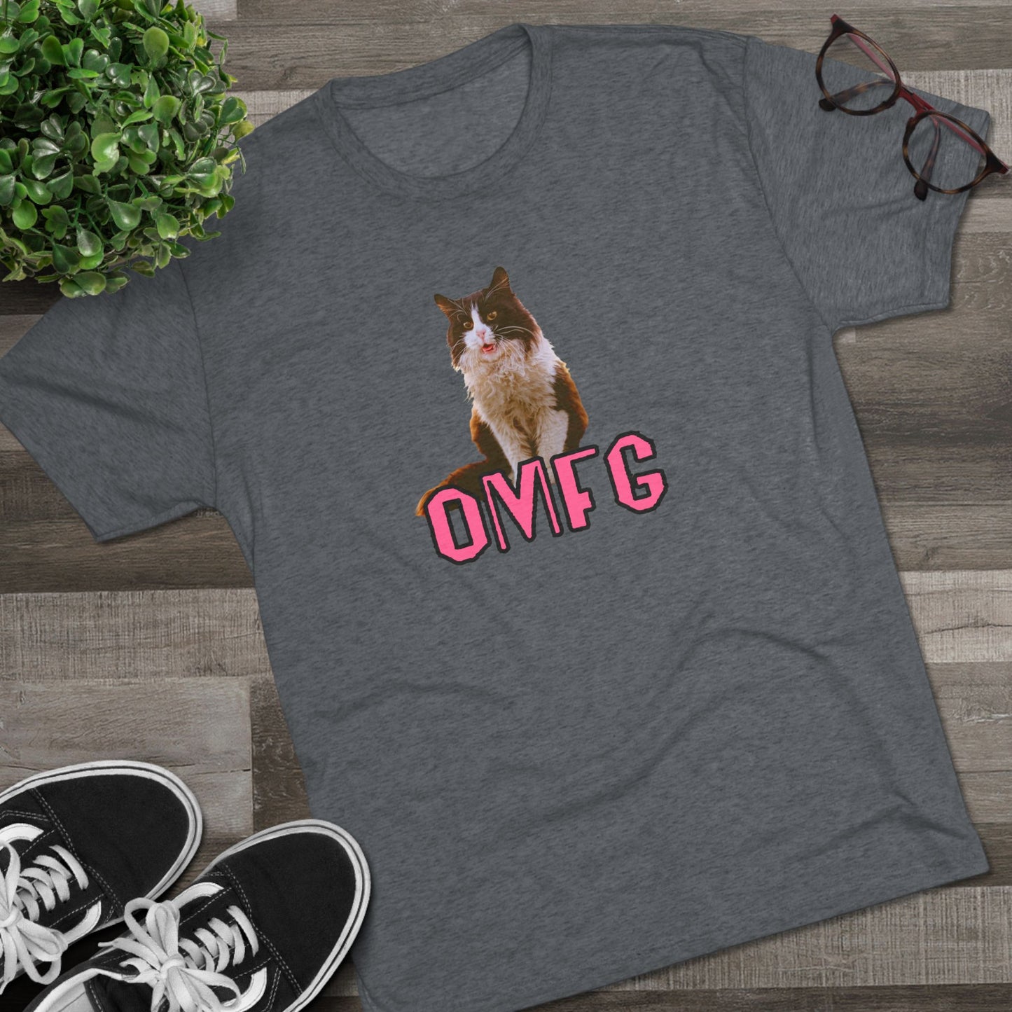 OMFG - cat shirt - Unisex Tri-Blend Crew Tee