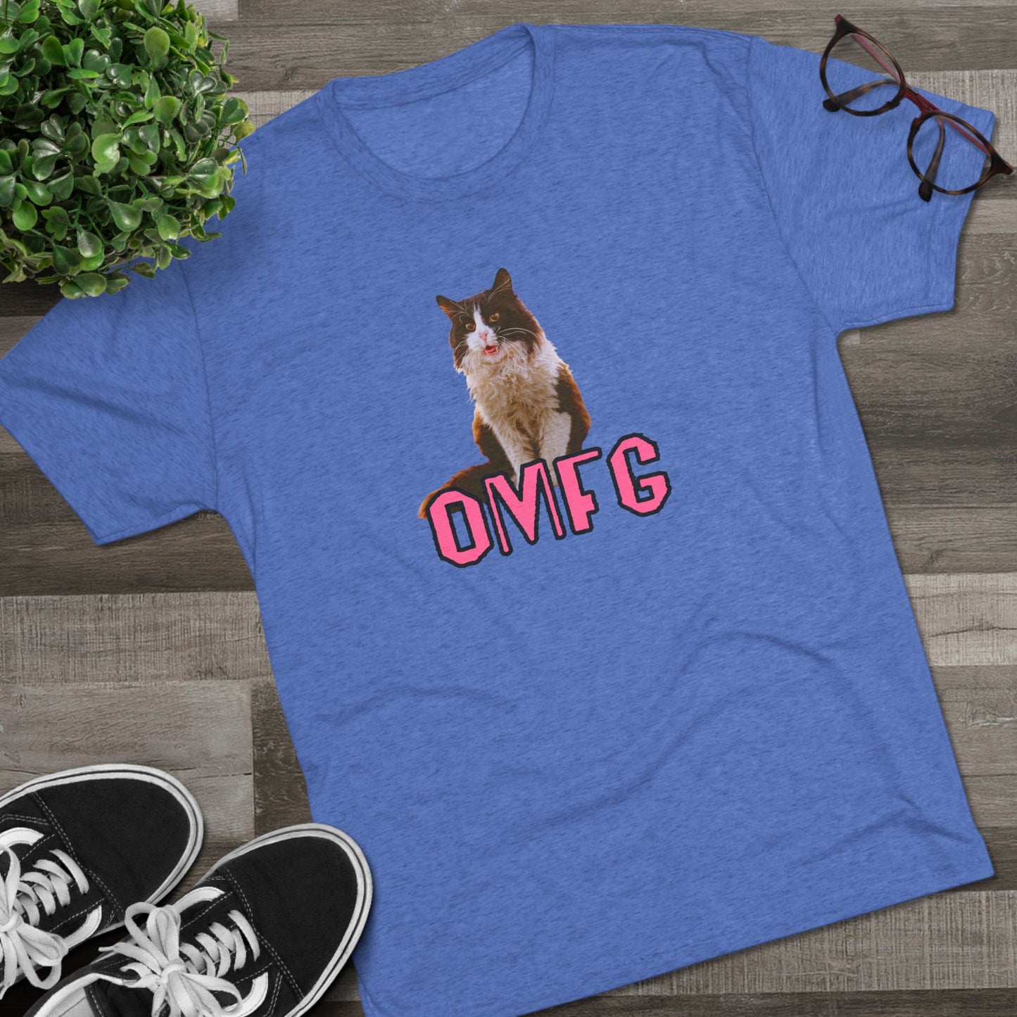 OMFG - cat shirt - Unisex Tri-Blend Crew Tee