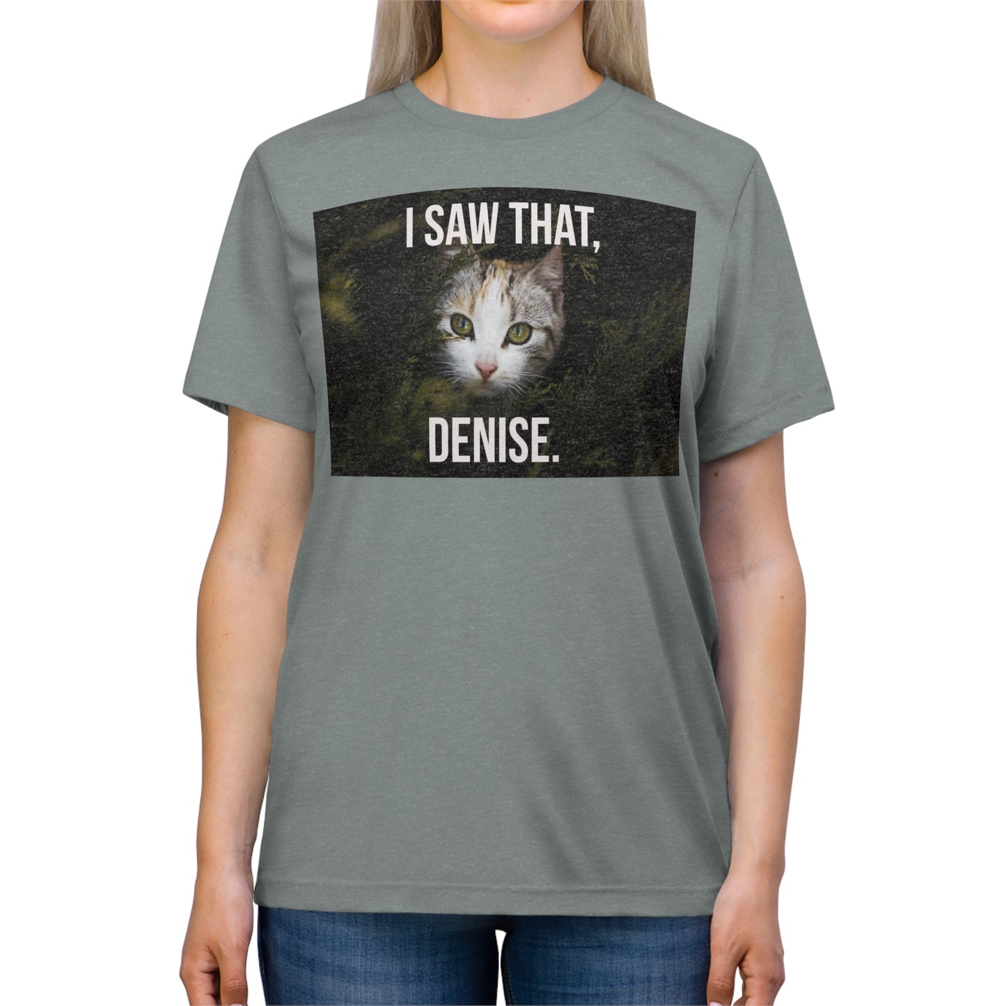 I Saw That, DENISE - cat shirt - Unisex Triblend Tee