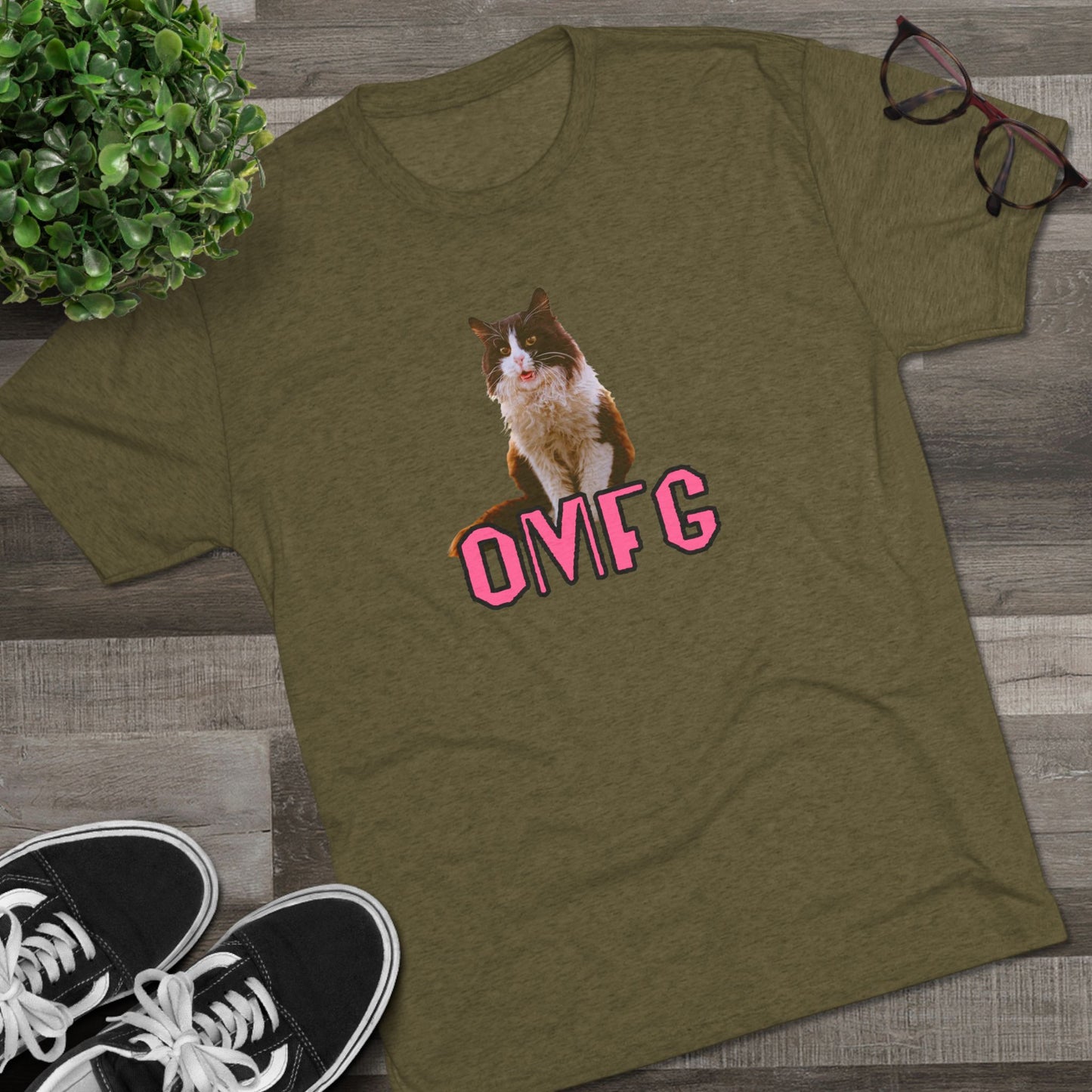 OMFG - cat shirt - Unisex Tri-Blend Crew Tee